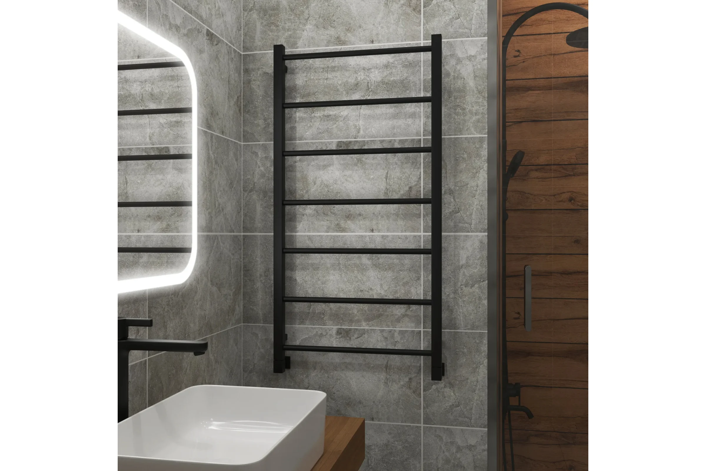 Полотенцесушитель водяной Grota Simple 530x1000 черный Simple 530x1000 N RAL 9005