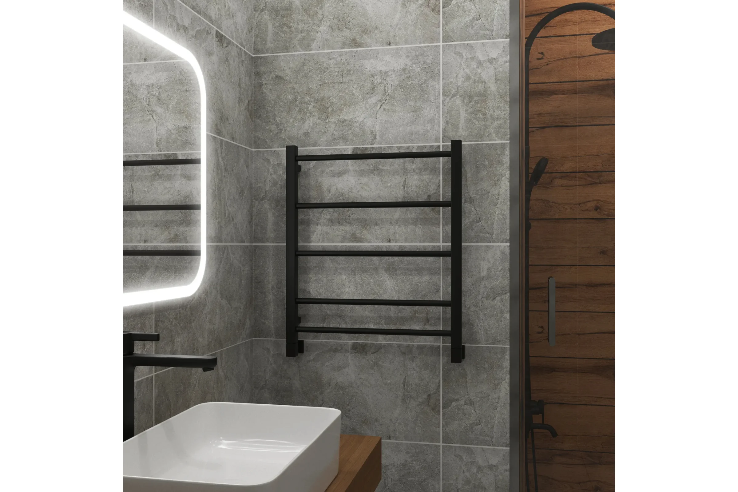 Полотенцесушитель водяной Grota Simple 530x600 черный Simple 530x600 N RAL 9005