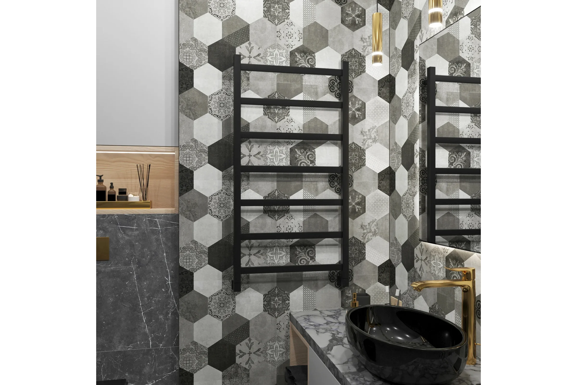 Полотенцесушитель водяной Grota Soffi 530x1000 черный Soffi 530x1000 N RAL9005