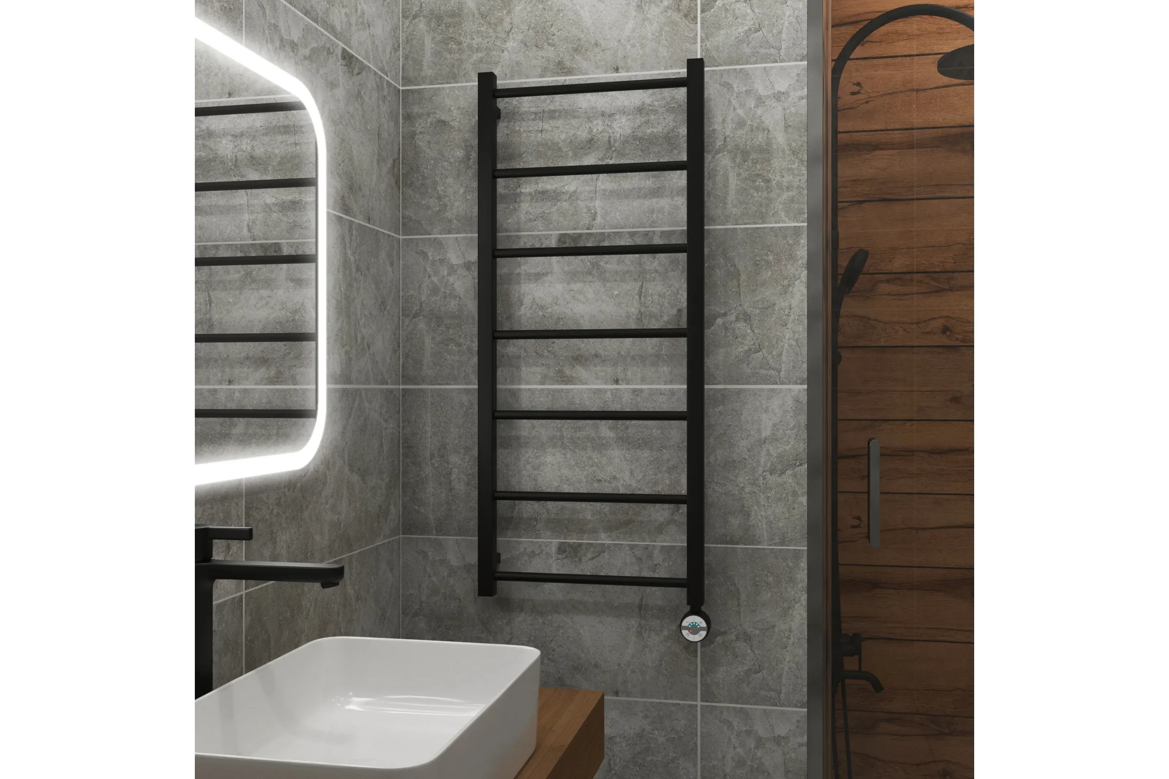 Полотенцесушитель электрический Grota Simple 430x1000 черный Simple 430x1000 N RAL 9005 EL