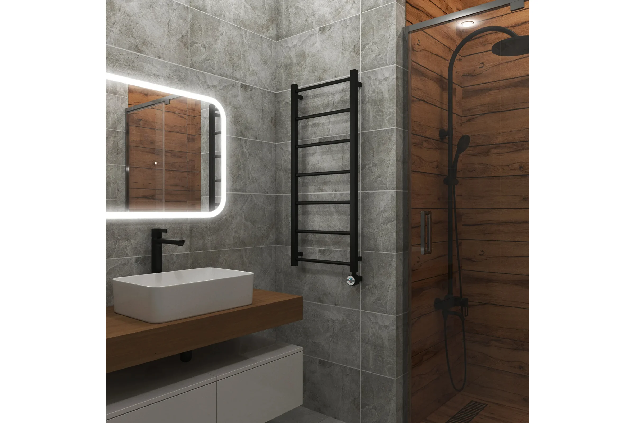 Полотенцесушитель электрический Grota Simple 430x1000 черный Simple 430x1000 N RAL 9005 EL