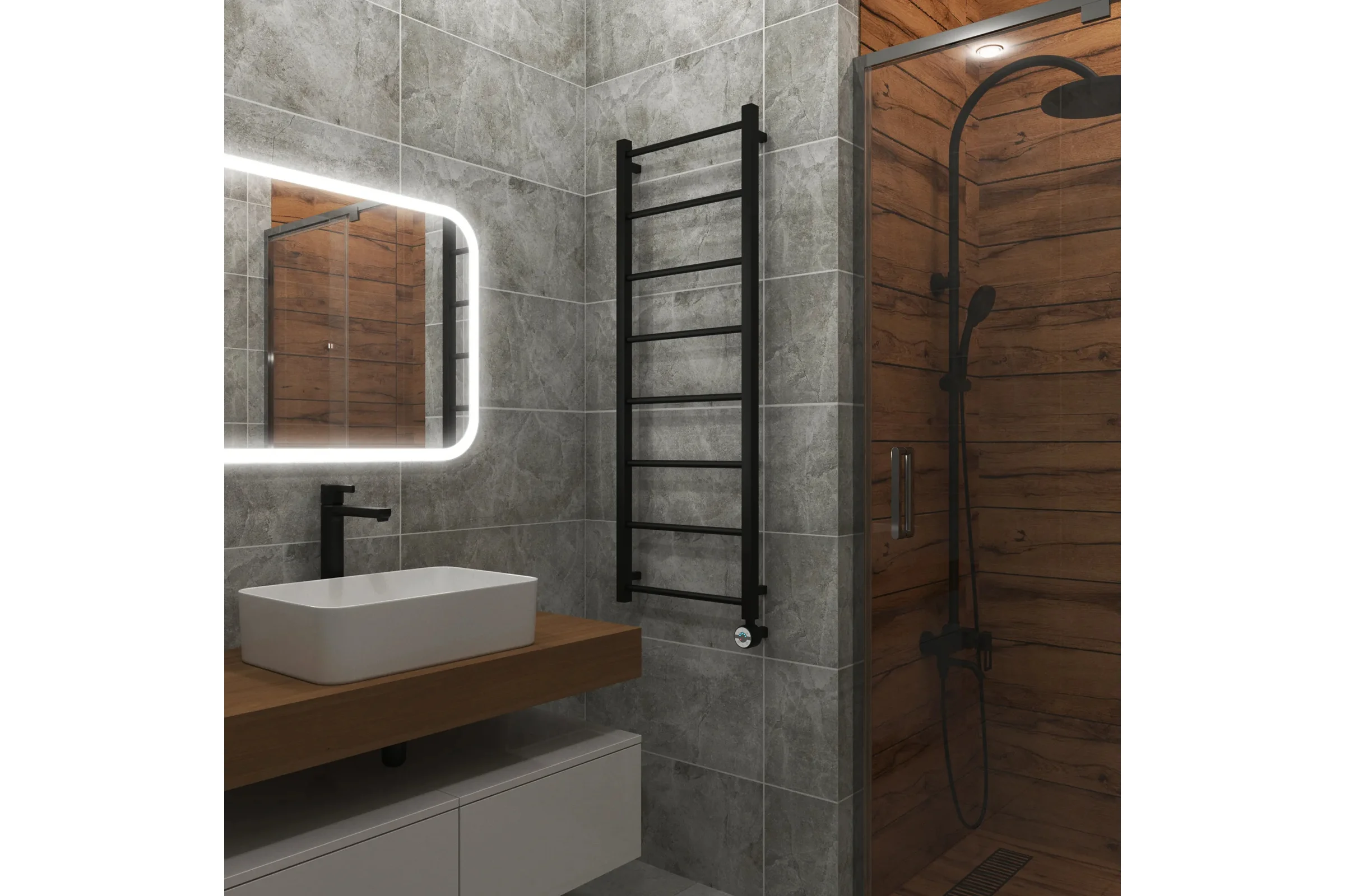 Полотенцесушитель электрический Grota Simple 430x1200 черный Simple 430x1200 N RAL 9005 EL