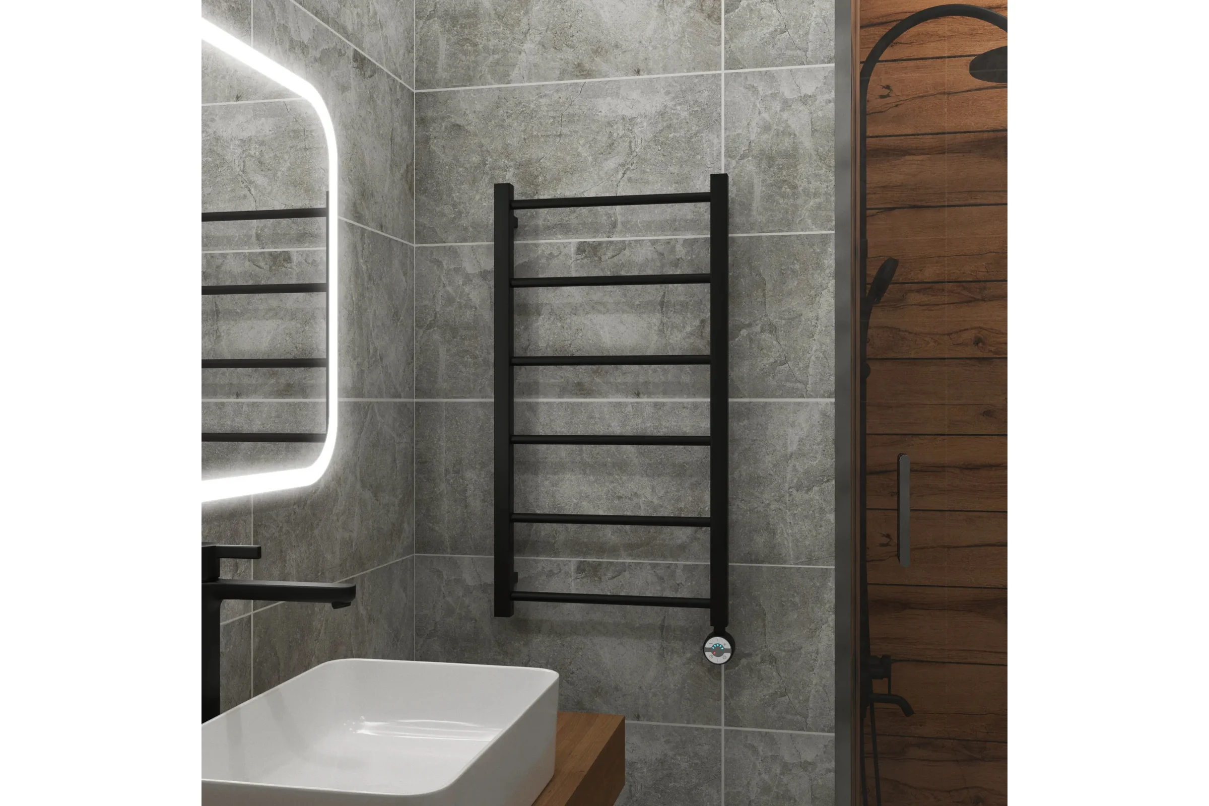 Полотенцесушитель электрический Grota Simple 430x800 черный Simple 430x800 N RAL 9005 EL