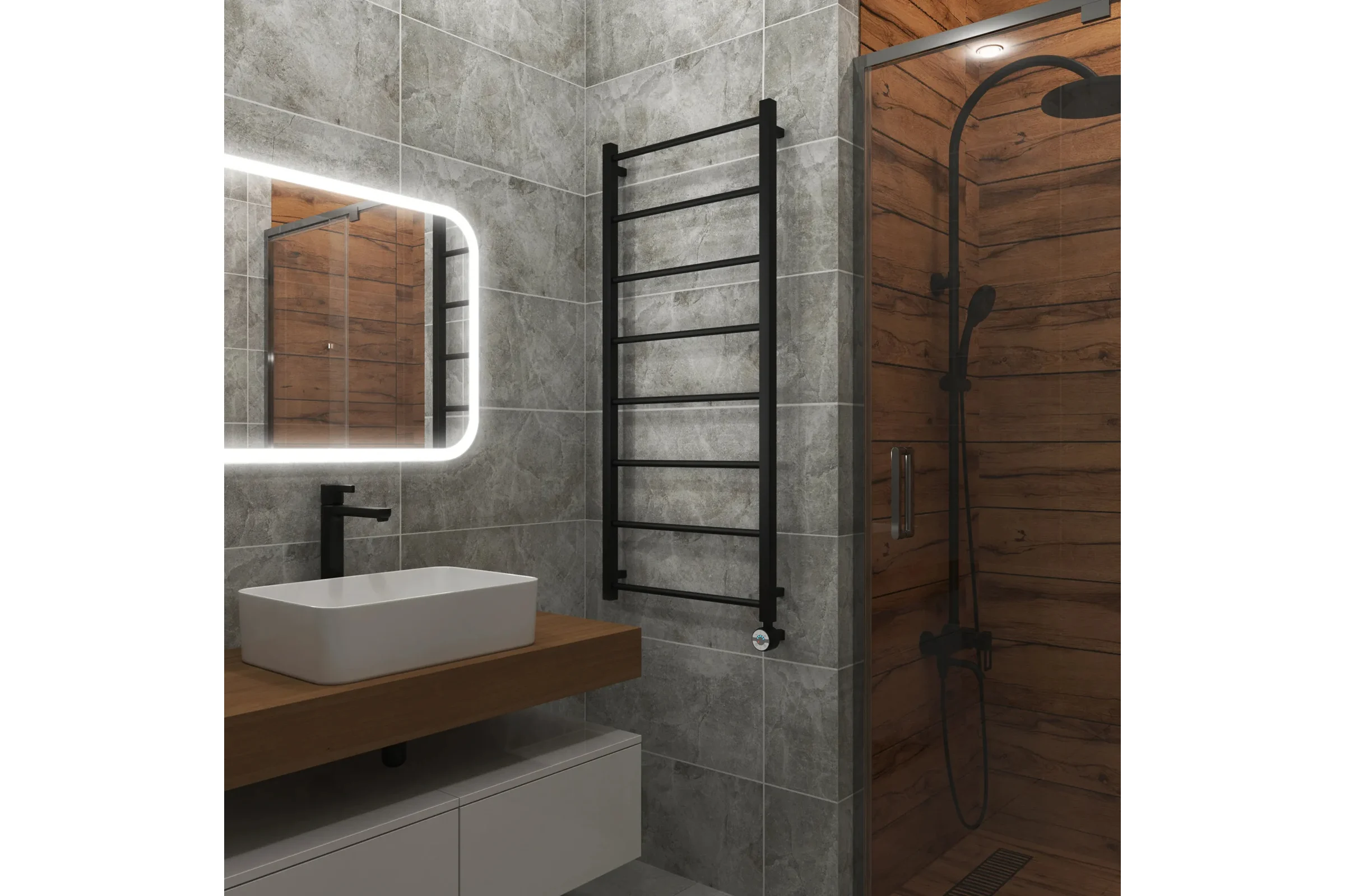 Полотенцесушитель электрический Grota Simple 530x1200 черный Simple 530x1200 NRAL 9005 EL