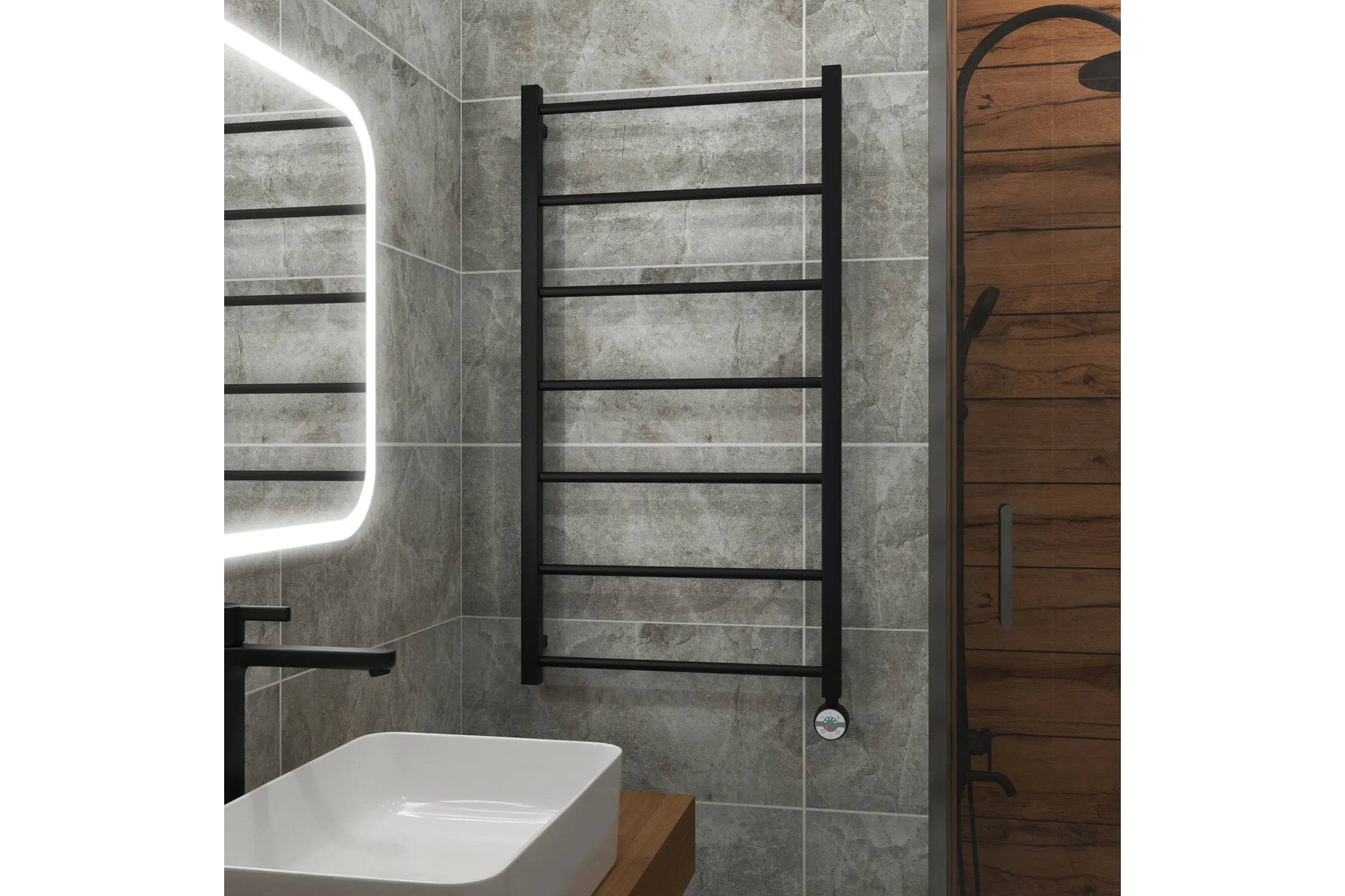 Полотенцесушитель электрический Grota Simple 530x1000 черный Simple 530x1000 N RAL 9005 EL
