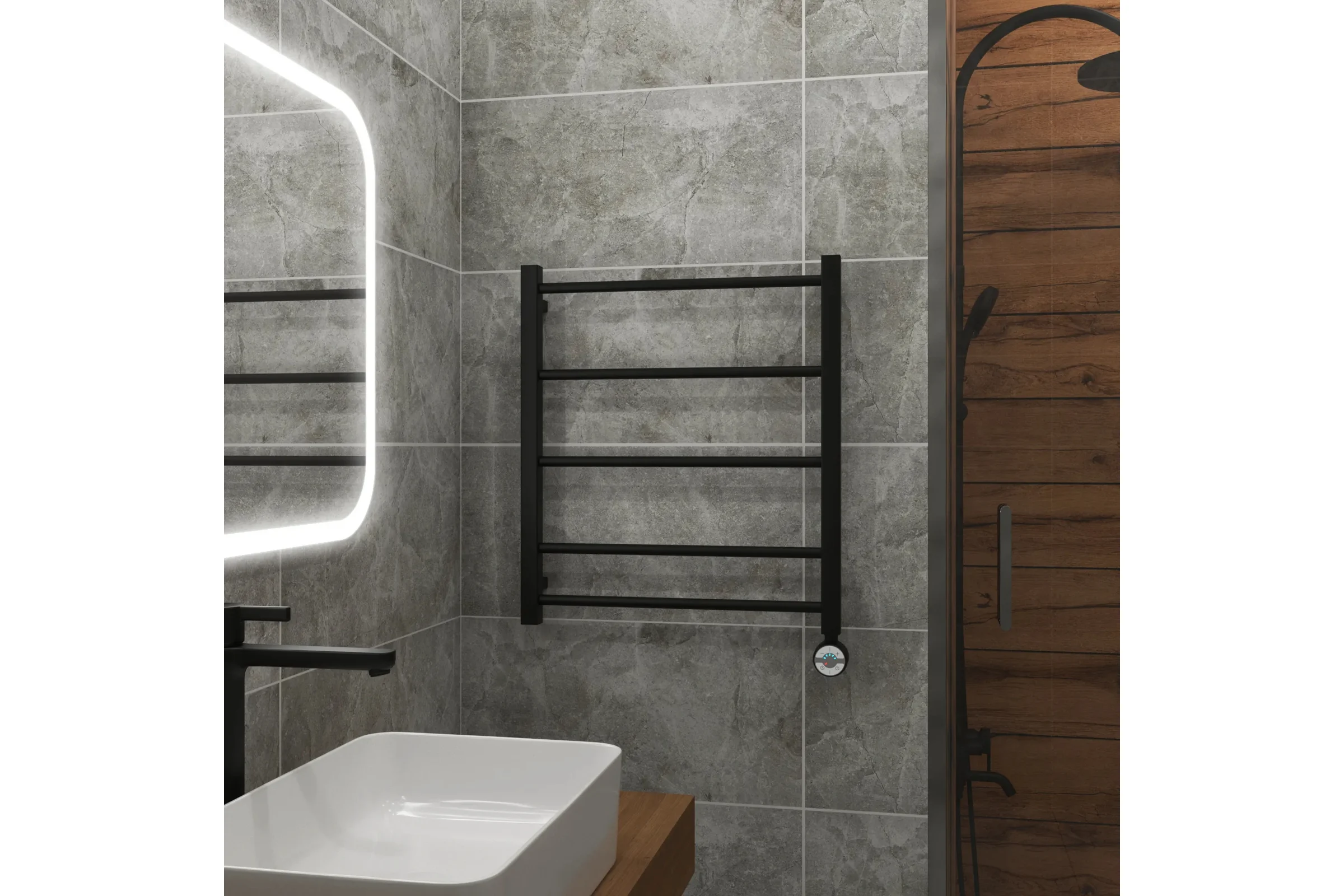 Полотенцесушитель электрический Grota Simple 530x600 черный Simple 530x600 N RAL 9005 EL