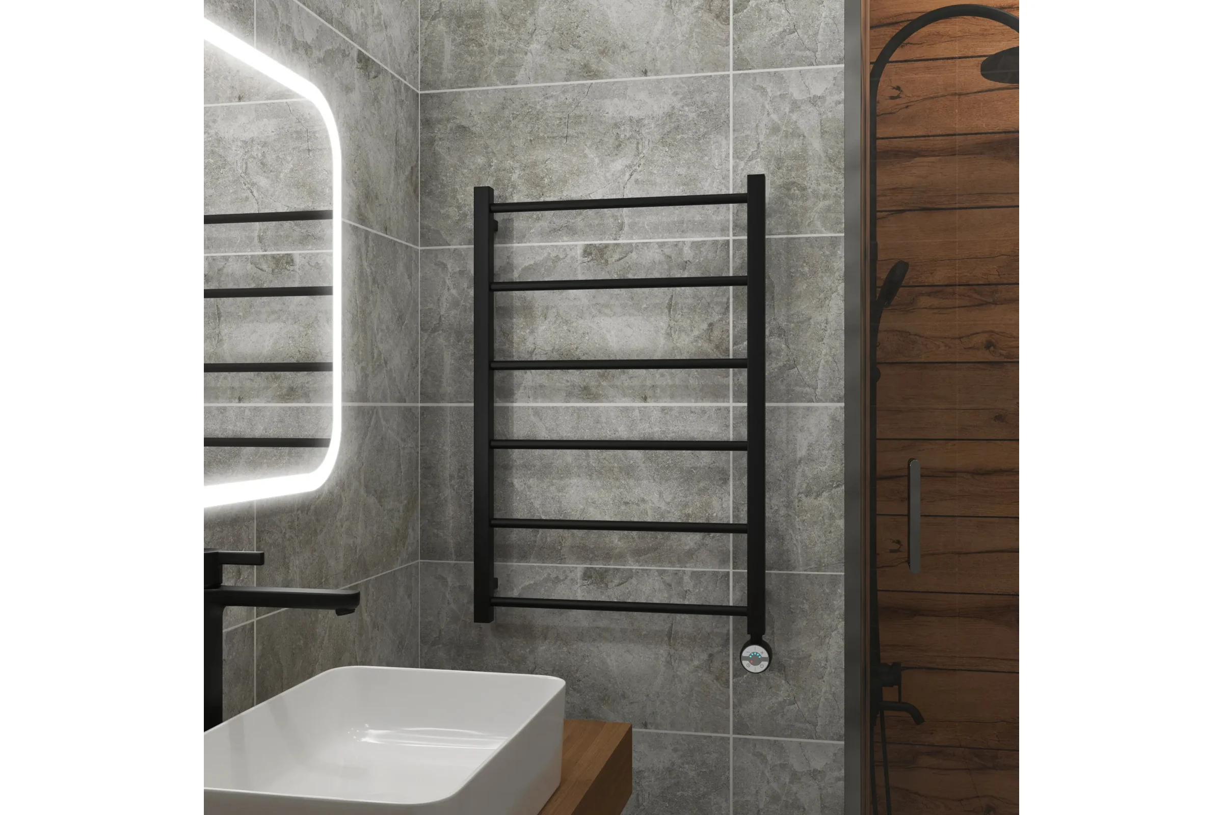 Полотенцесушитель электрический Grota Simple 530x800 черный Simple 530x800 N RAL 9005 EL