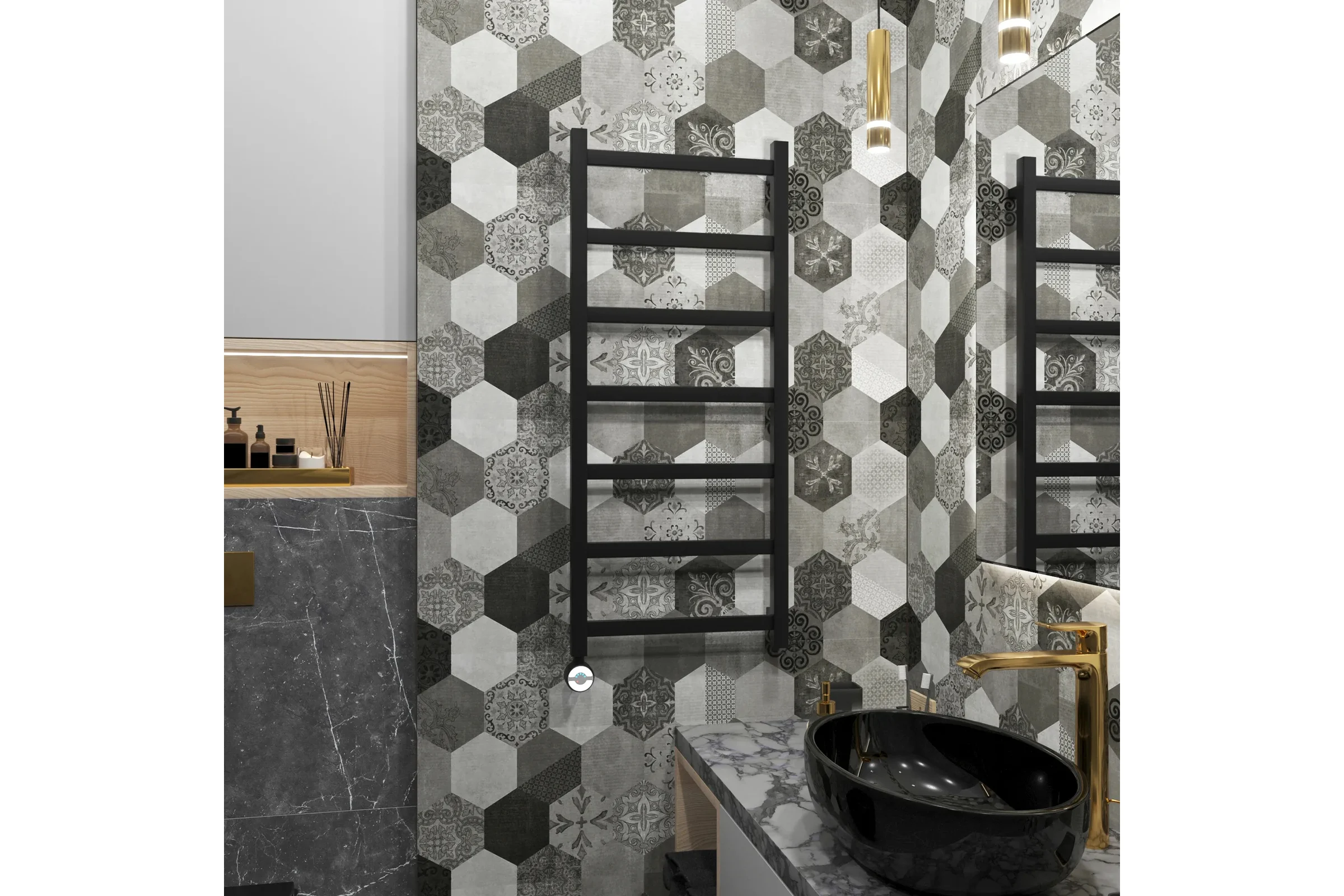 Полотенцесушитель электрический Grota Soffi 430x1000 черный Soffi 430x1000 N  EL RAL9005