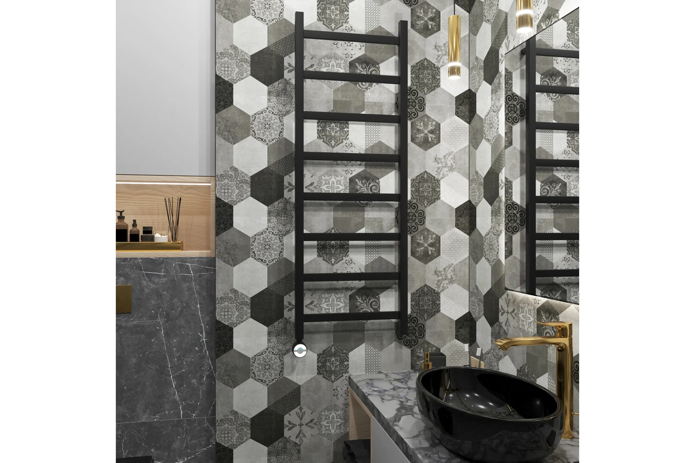 Полотенцесушитель электрический Grota Soffi 430x1200 черный Soffi 430x1200 N  EL RAL9005