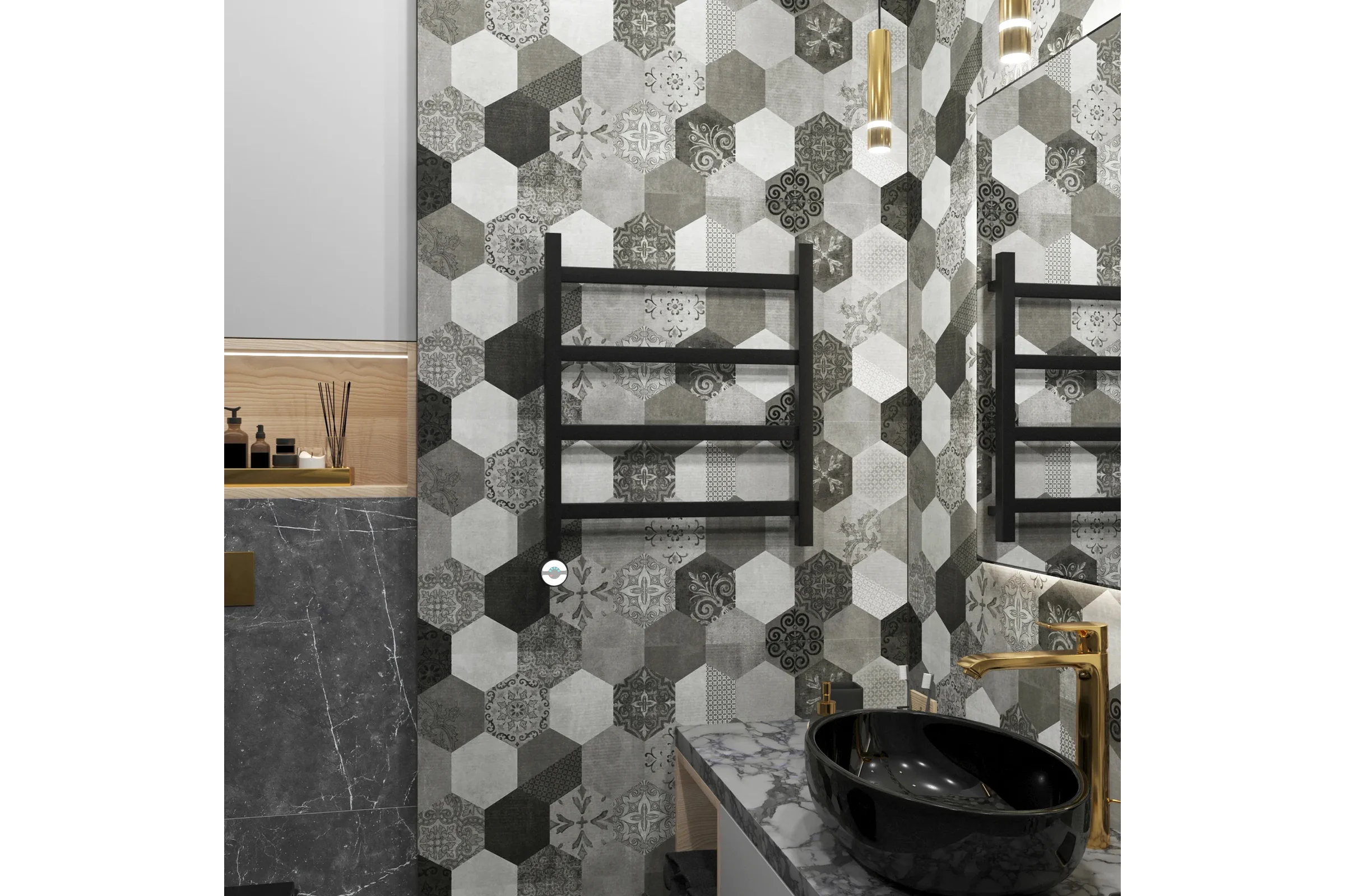 Полотенцесушитель электрический Grota Soffi 530x600 черный Soffi 530x600 N  EL RAL9005