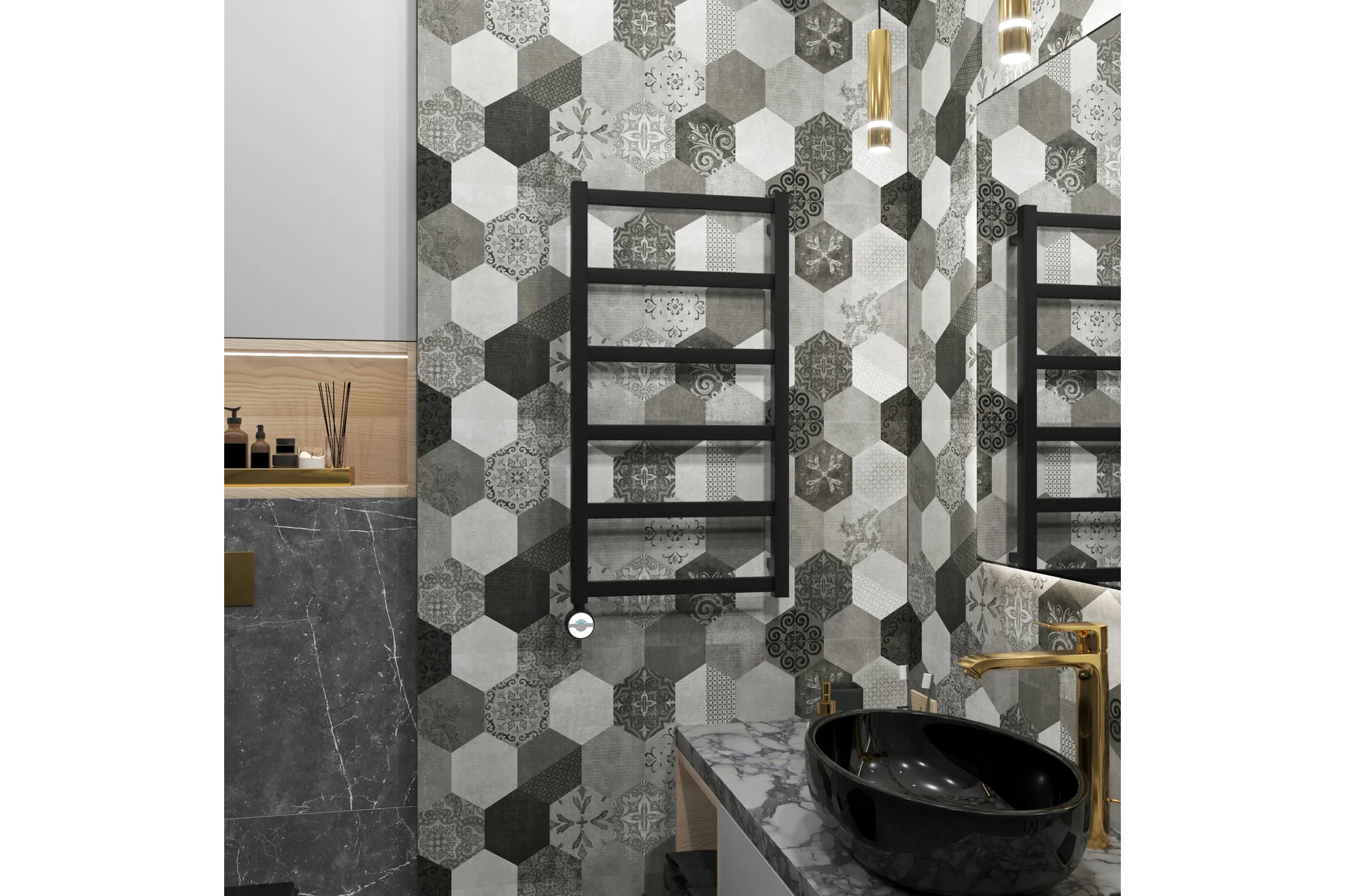 Полотенцесушитель электрический Grota Soffi 430x800 черный Soffi 430x800 N  EL RAL9005
