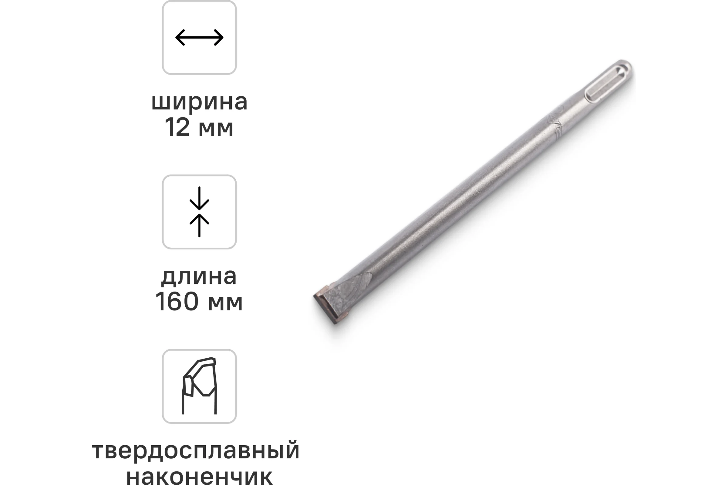 Зубило мини плоское твердосплавное SDS-plus 12х160 мм RAGE 558212