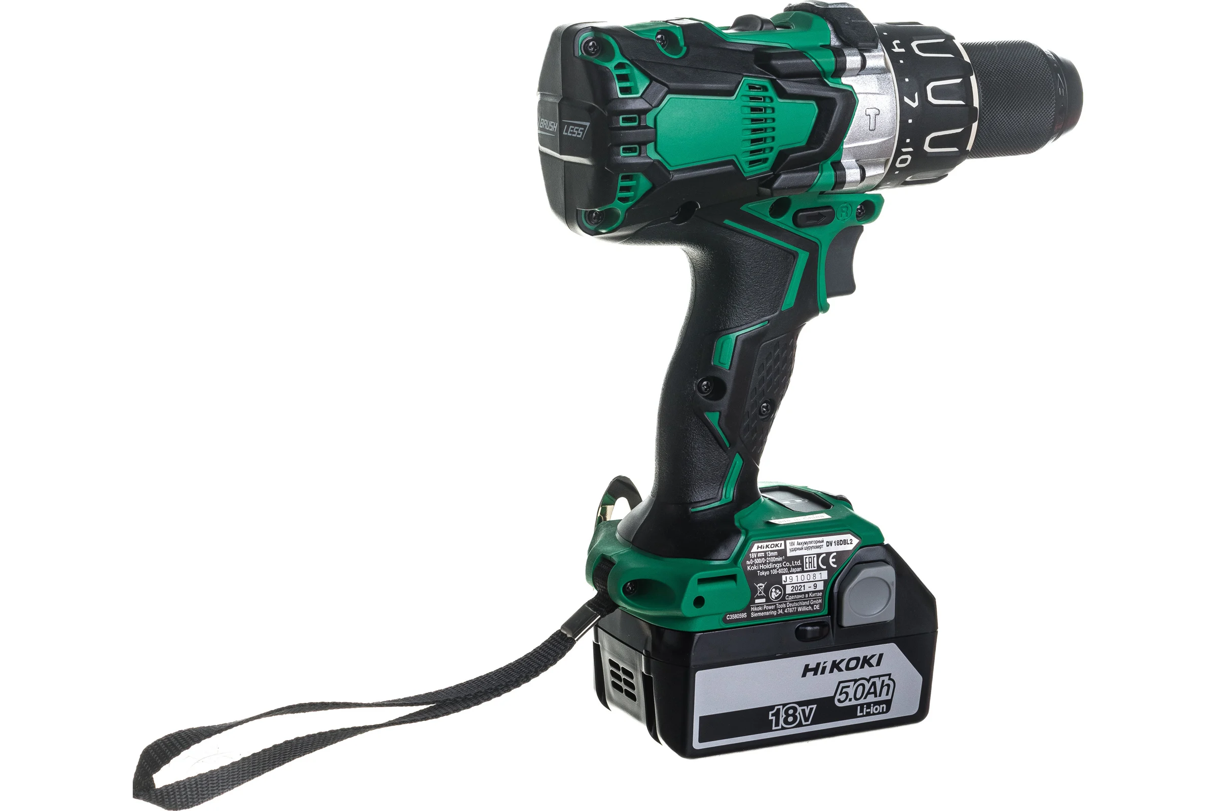 Ударный аккумуляторный шуруповерт HiKOKI DV18DBL2 BL 136 Нм, 2х5 Ач DV18DBL2RJZ