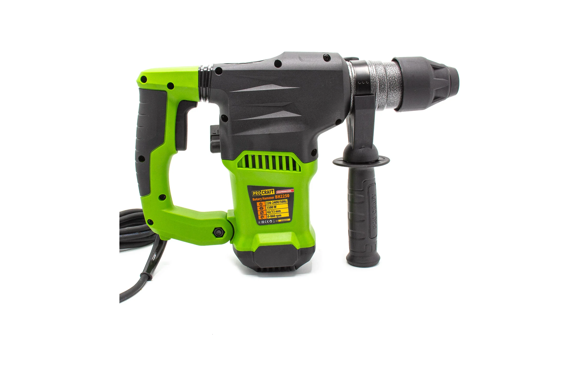 Перфоратор PROCRAFT 1500 Вт, 6,0 Дж, 0-4250 уд/мин, SDS+ BH2250