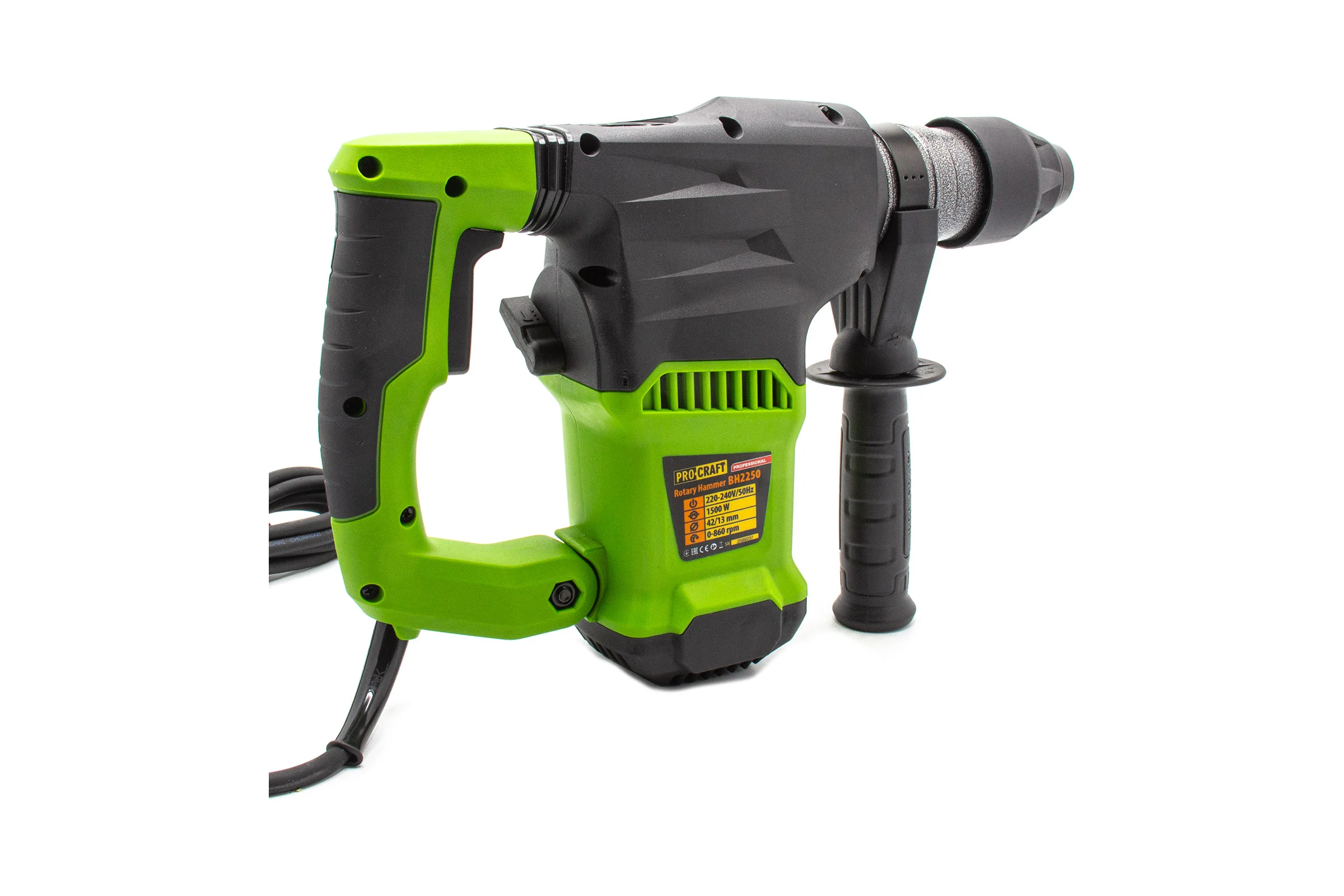 Перфоратор PROCRAFT 1500 Вт, 6,0 Дж, 0-4250 уд/мин, SDS+ BH2250