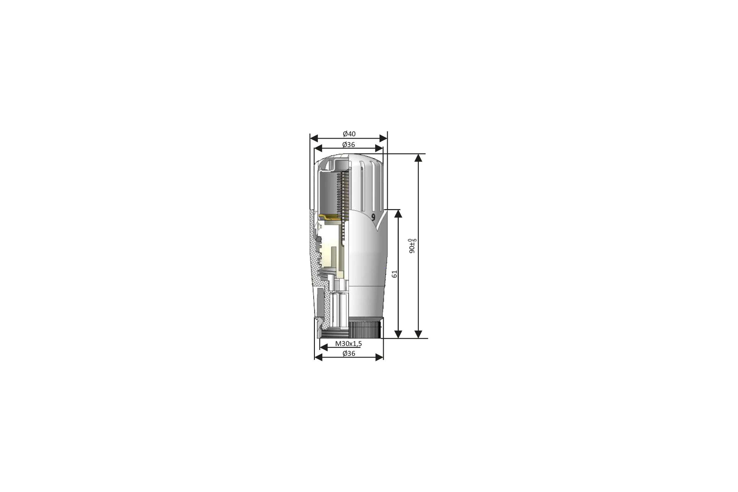 Термостатическая головка SCHLOSSER DR Diamant M30x1.5, под клапан RTD-N Danfoss 600100005