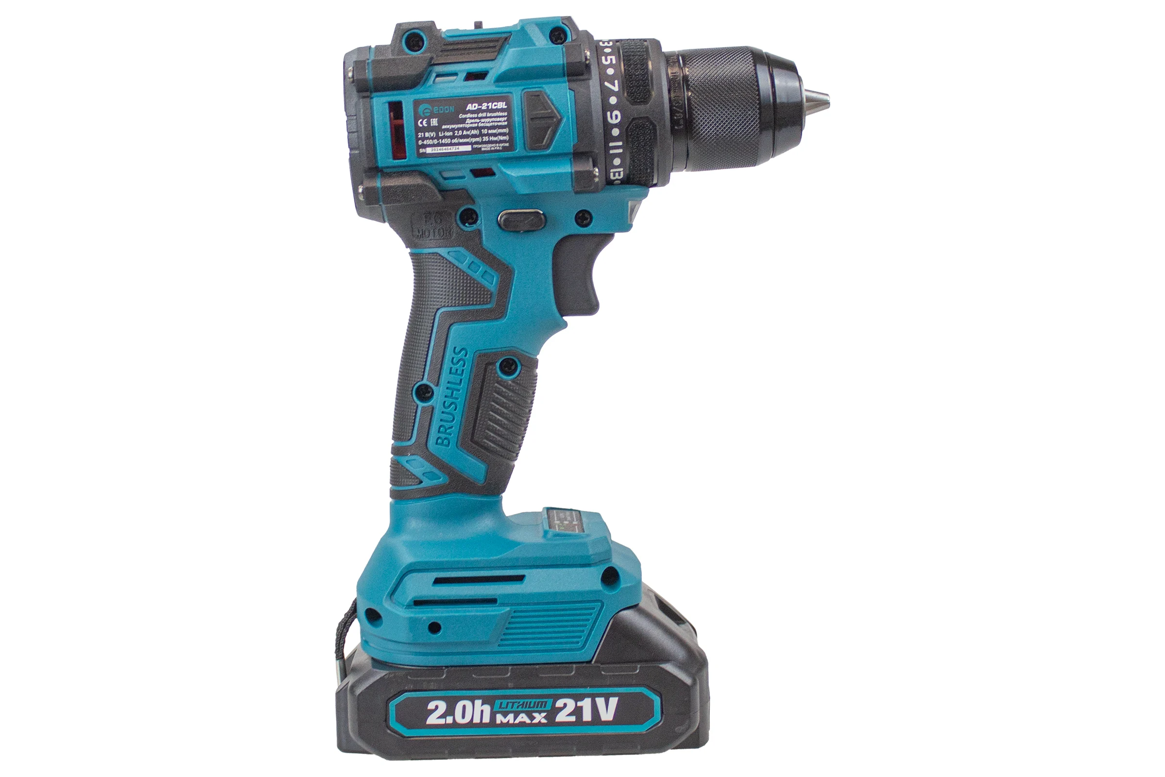 Аккумуляторная дрель бесщеточная EDON AD-21CBL 28013