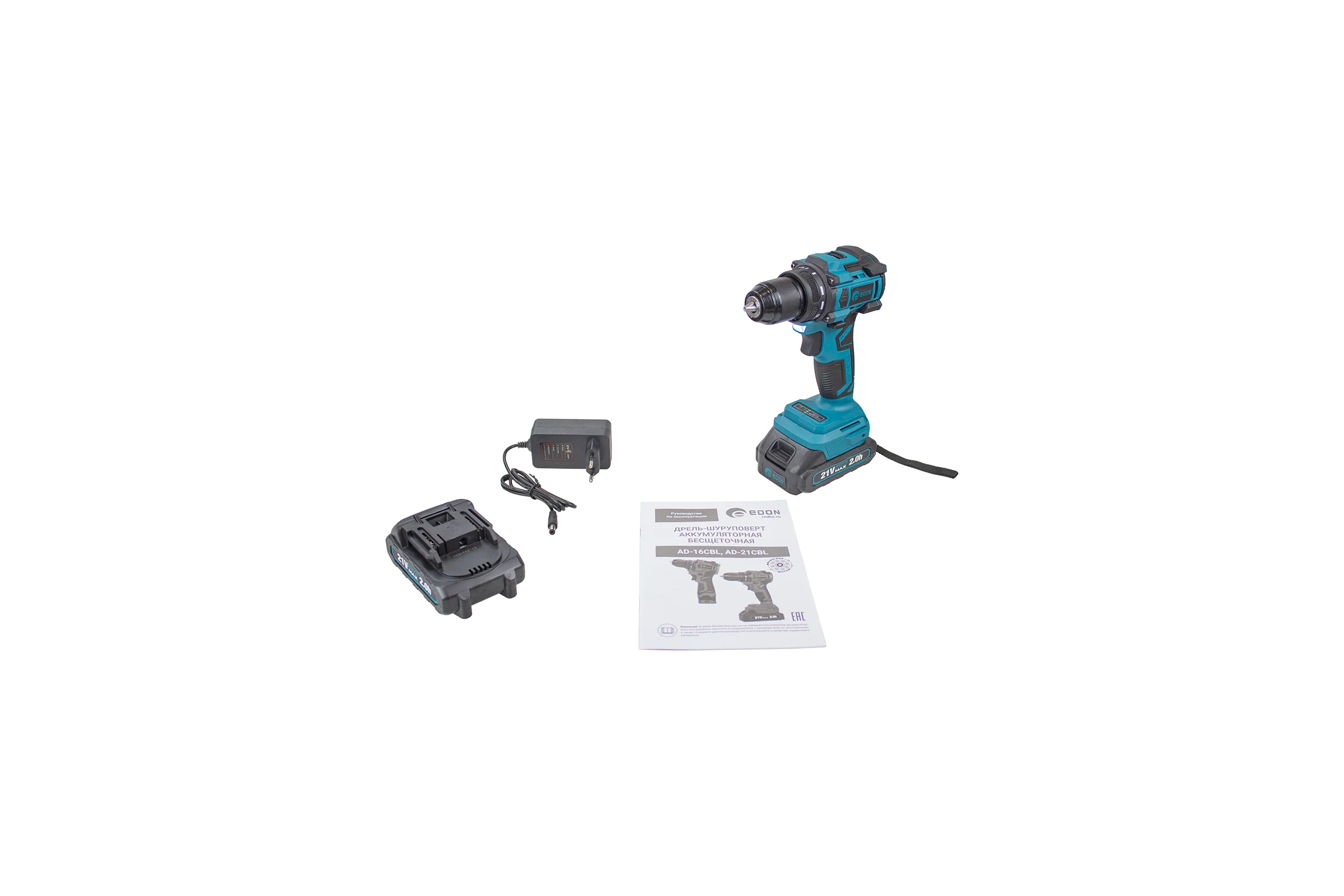Аккумуляторная дрель бесщеточная EDON AD-21CBL 28013