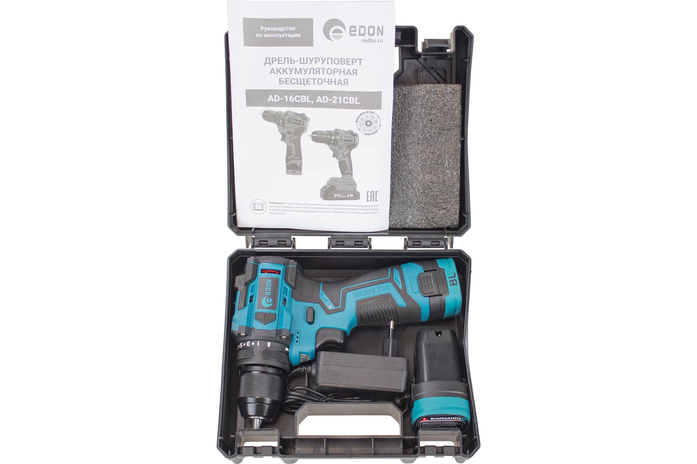 Аккумуляторная дрель бесщеточная EDON AD-16CBL 28006