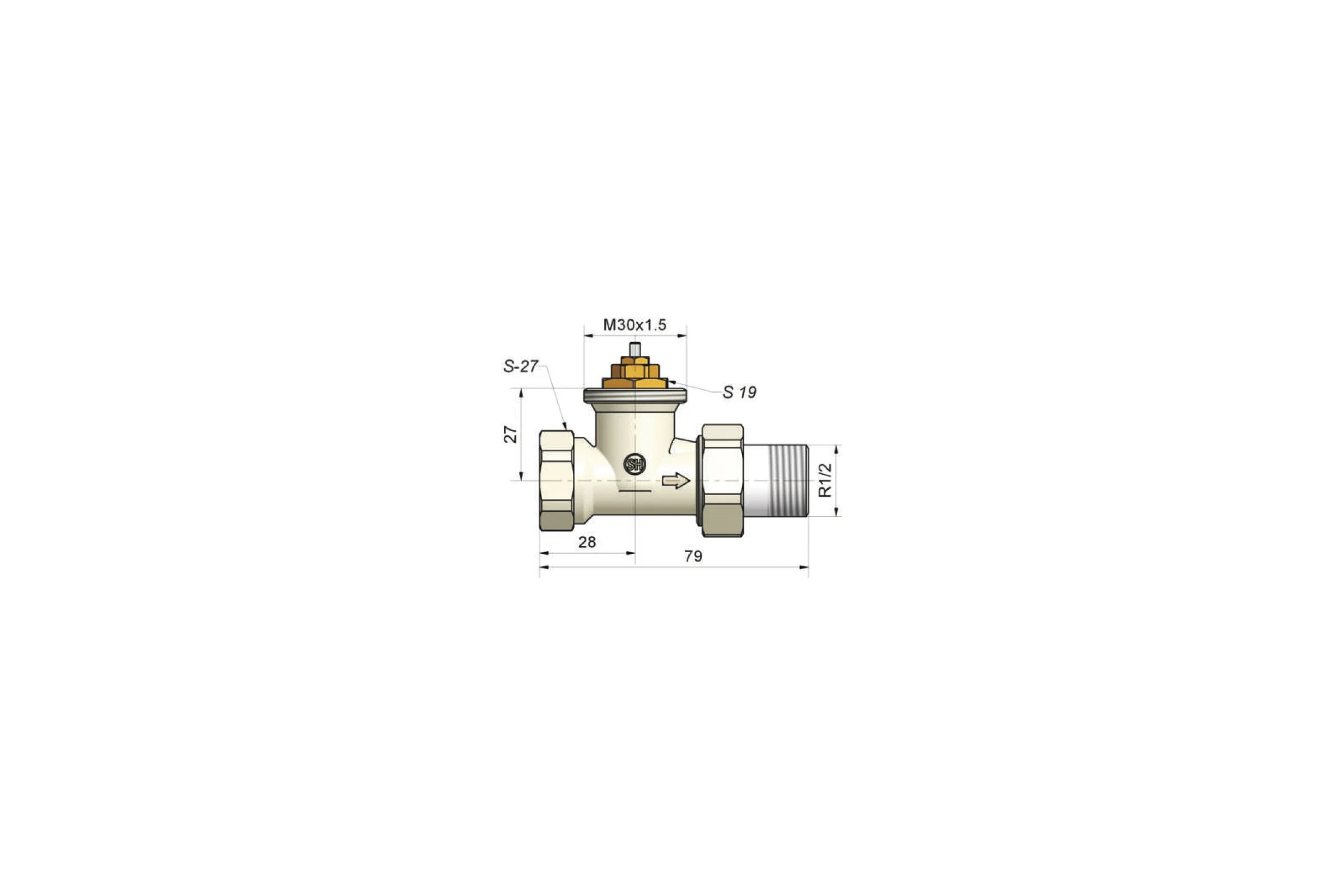 Термостатический проходной клапан SCHLOSSER DN15, 1/2xGW 1/2 601200004