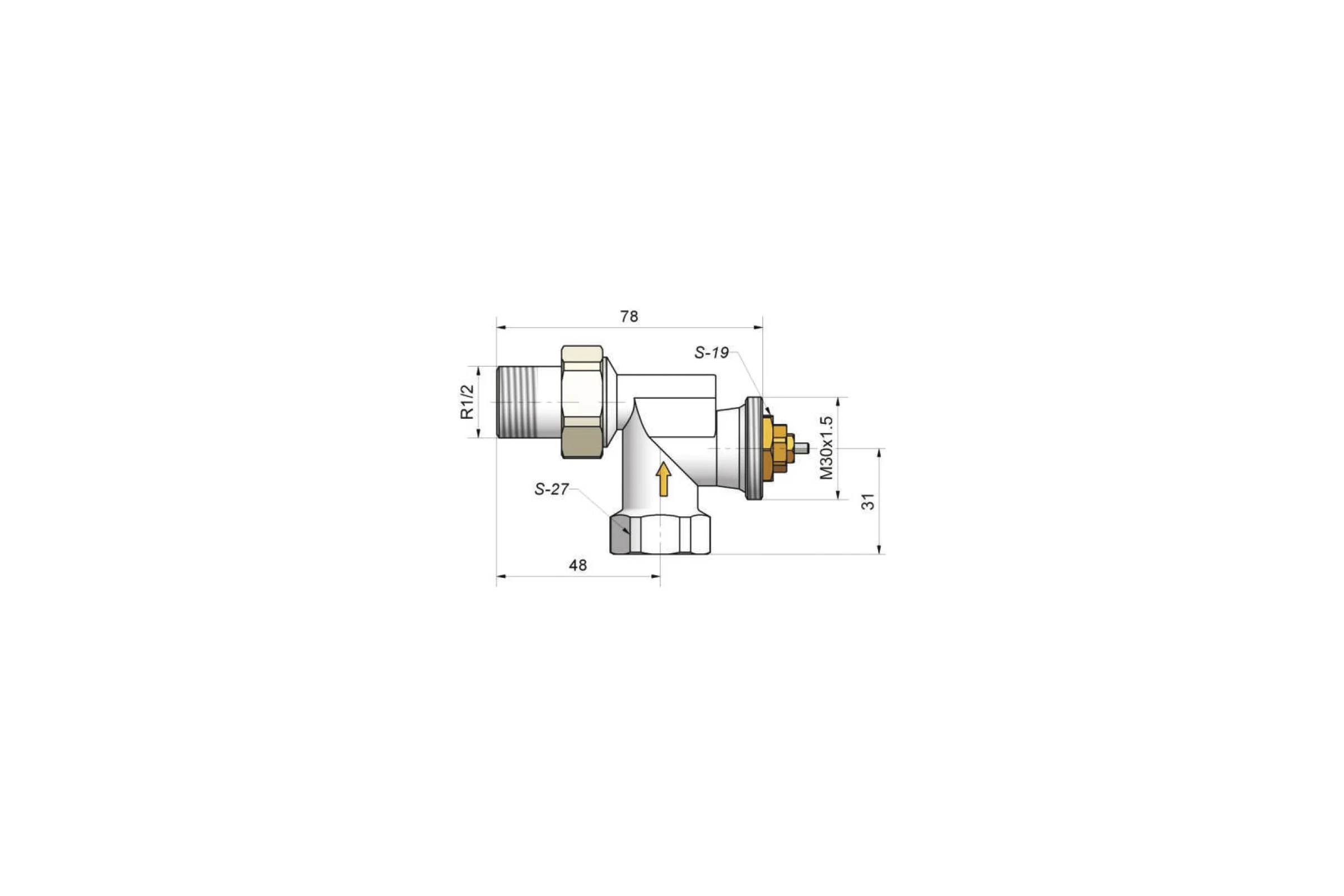 Термостатический аксиальный клапан SCHLOSSER DN15, 1/2xGW 1/2 601200003