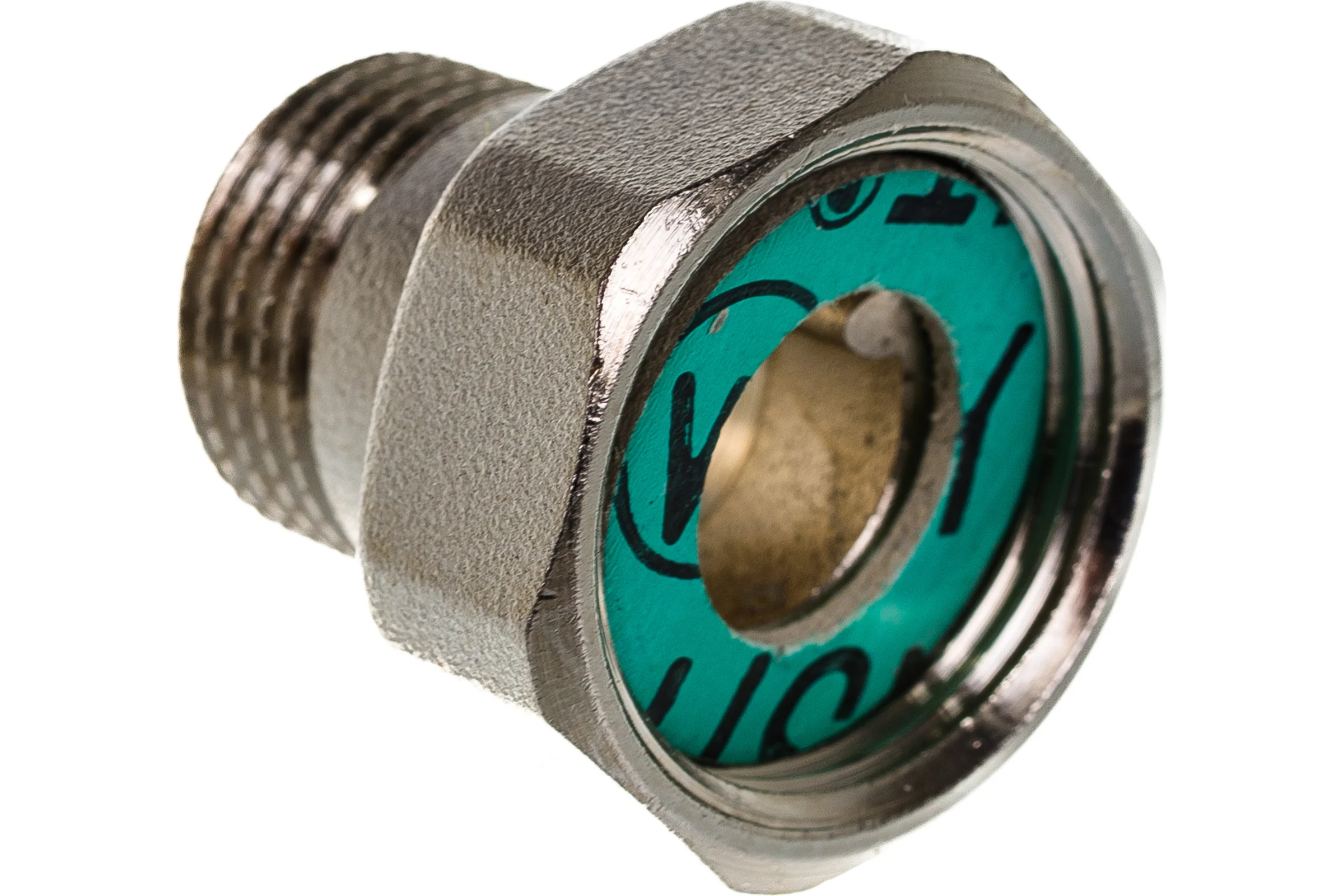 Соединение с накидной гайкой Uni-Fitt НВ 1/2"x3/4", с плоской прокладкой, никелированное 624N2300