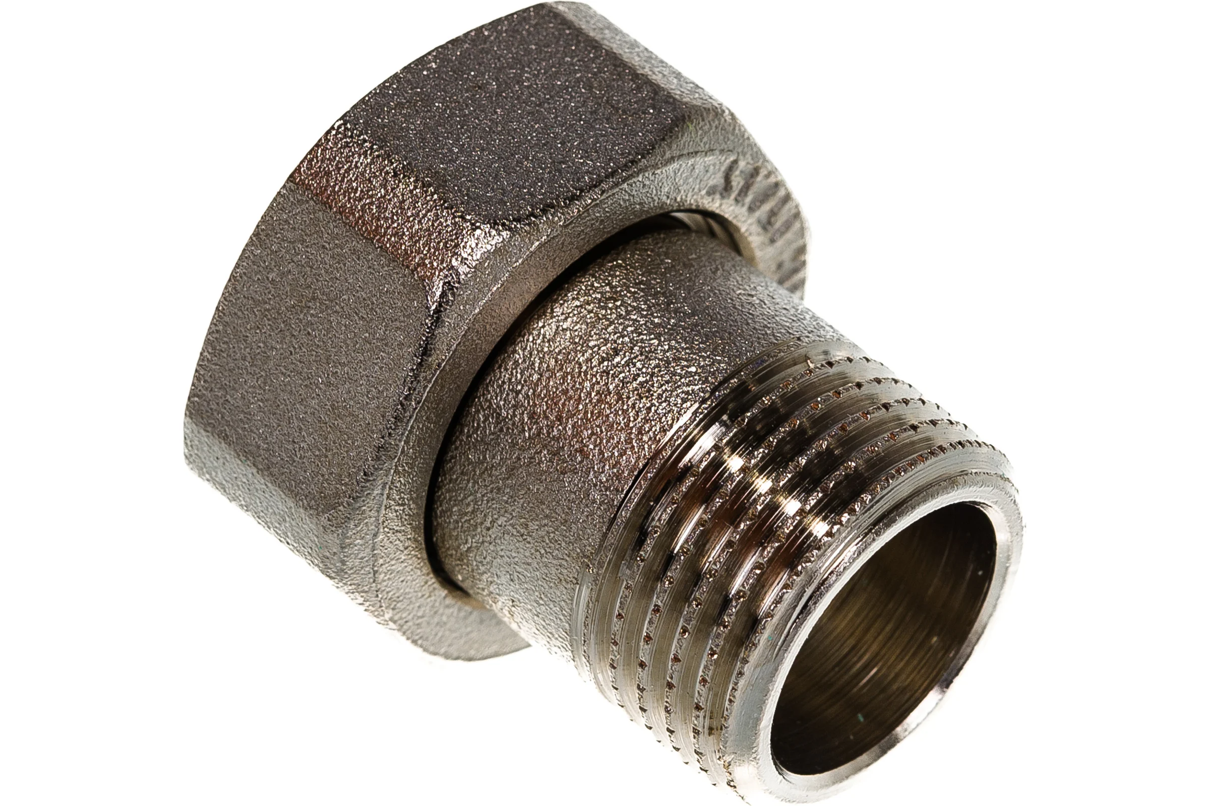 Соединение с накидной гайкой Uni-Fitt НВ 1/2"x3/4", с плоской прокладкой, никелированное 624N2300