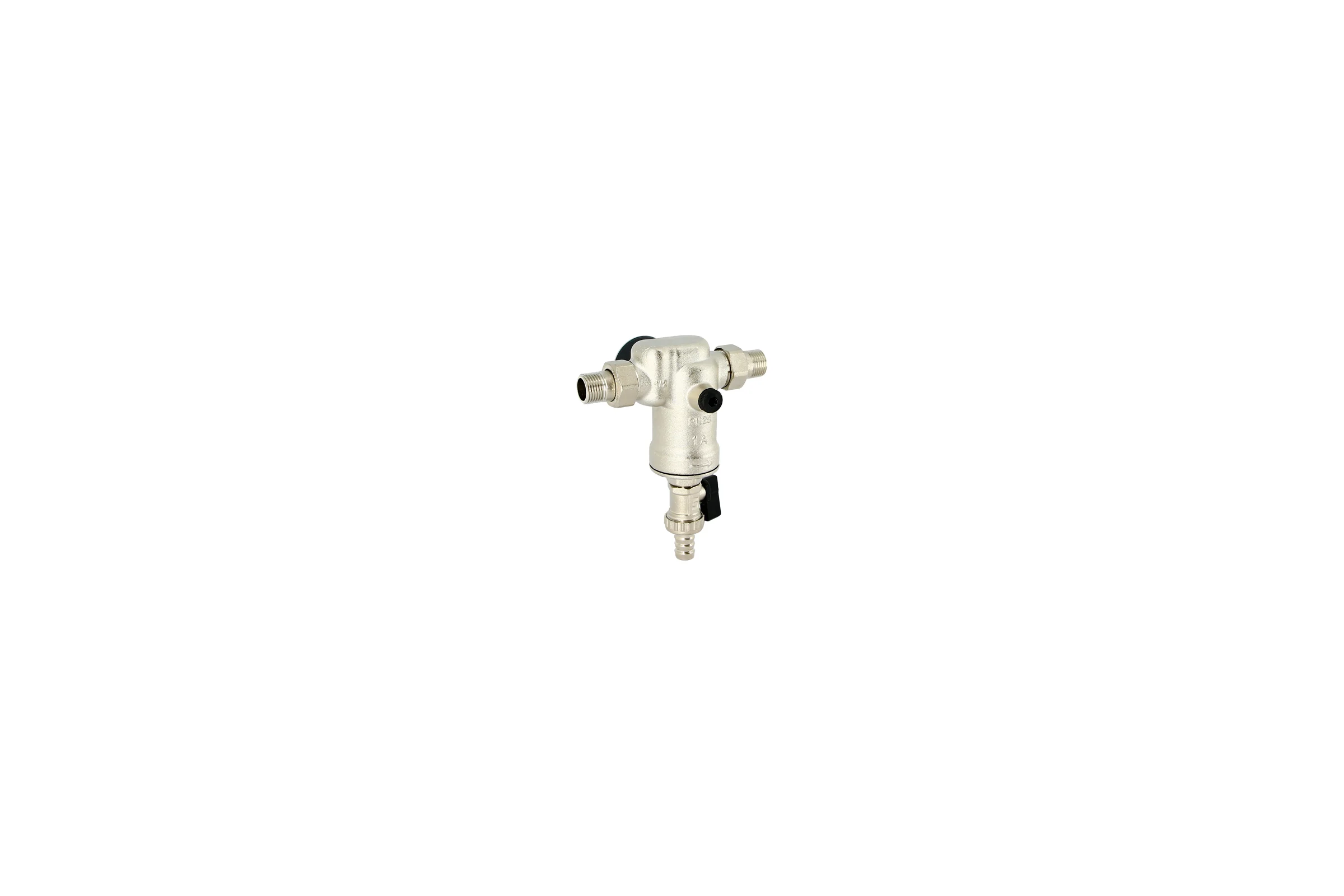 Промывной фильтр Uni-Fitt ВН 1/2"х3/4" с редукционными соединениями, с аксиальным манометром, 100 мкм, никелерованный 217B2310