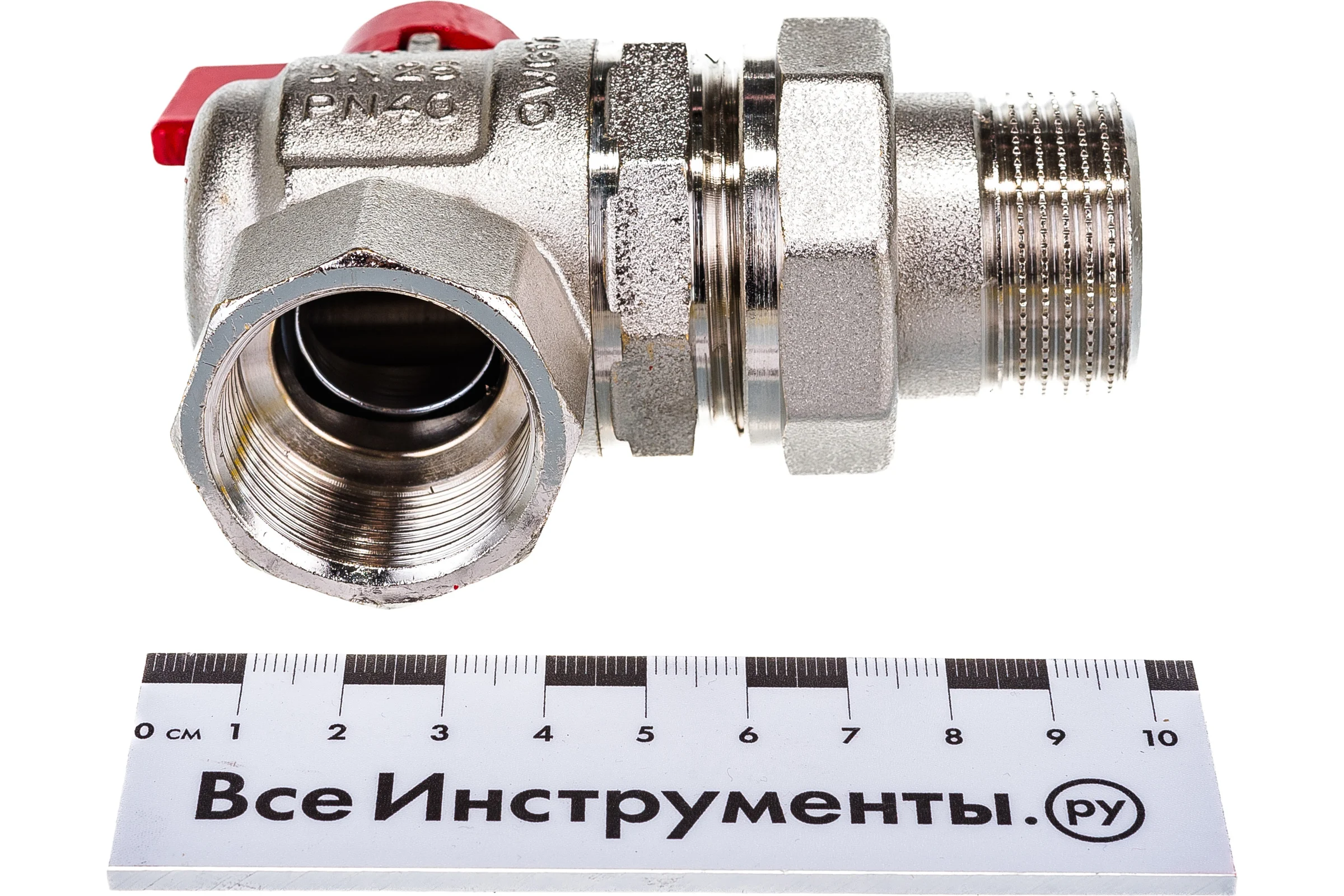 Угловой кран Uni-Fitt НВ 1" с разъемным соединением, полнопроходной, бабочка 133T4000