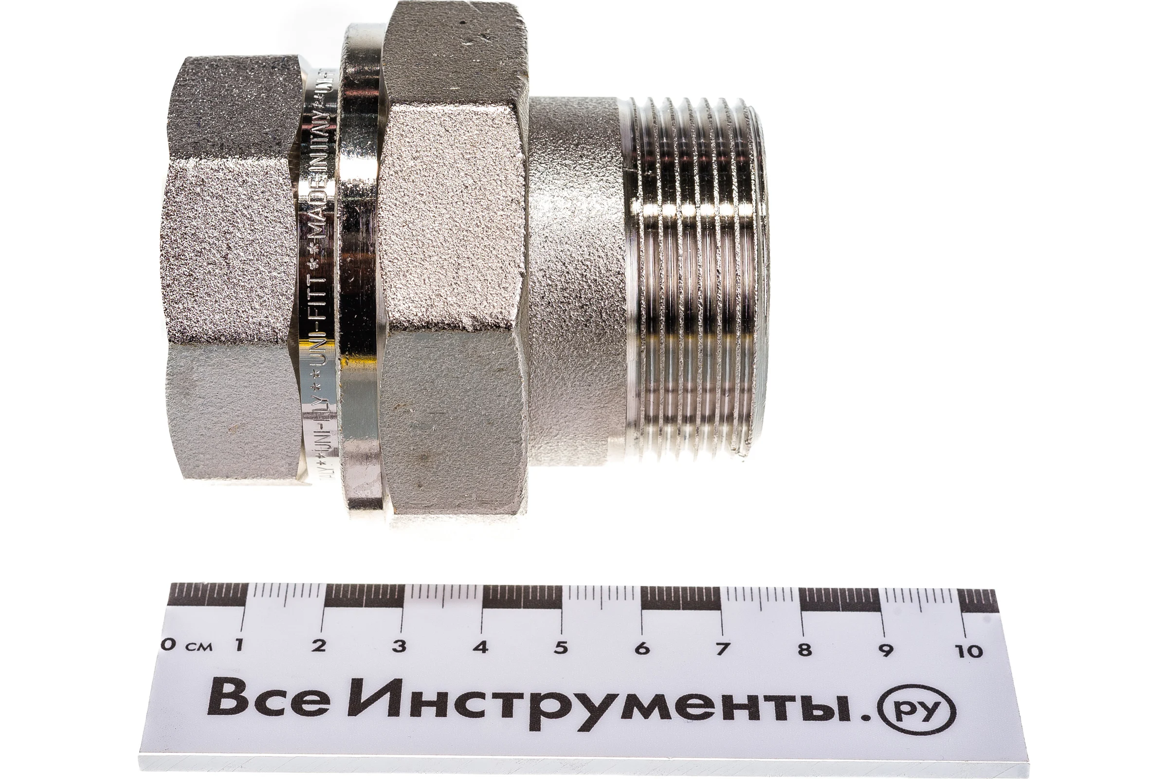 Разъёмное соединение Uni-Fitt НВ 1 1/2", прямое, с плоской прокладкой, никелированное 656N6000