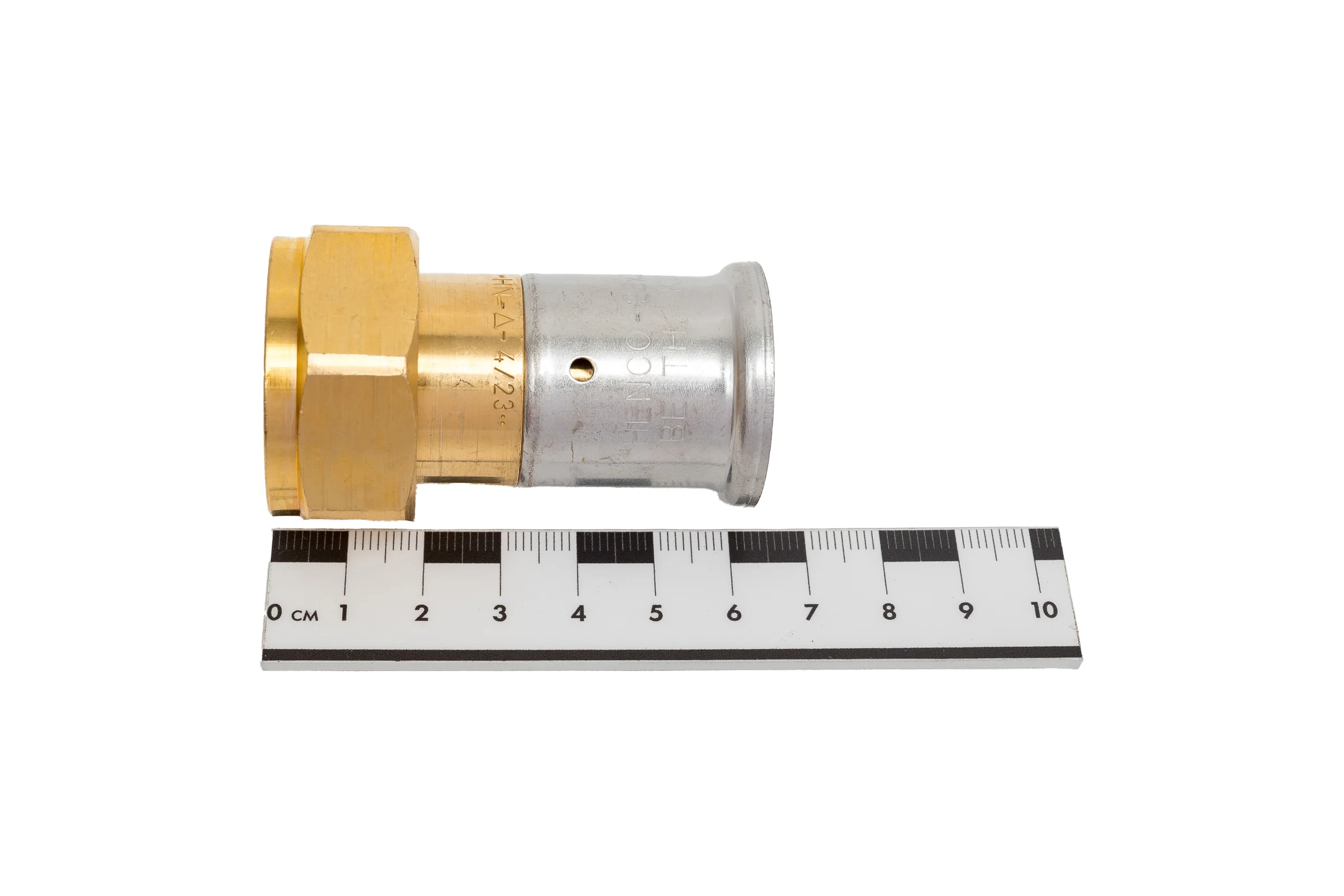 Муфта HENCO накидная гайка, плоское уплотнение, латунь пресс, 26x1" 26P-26Z06