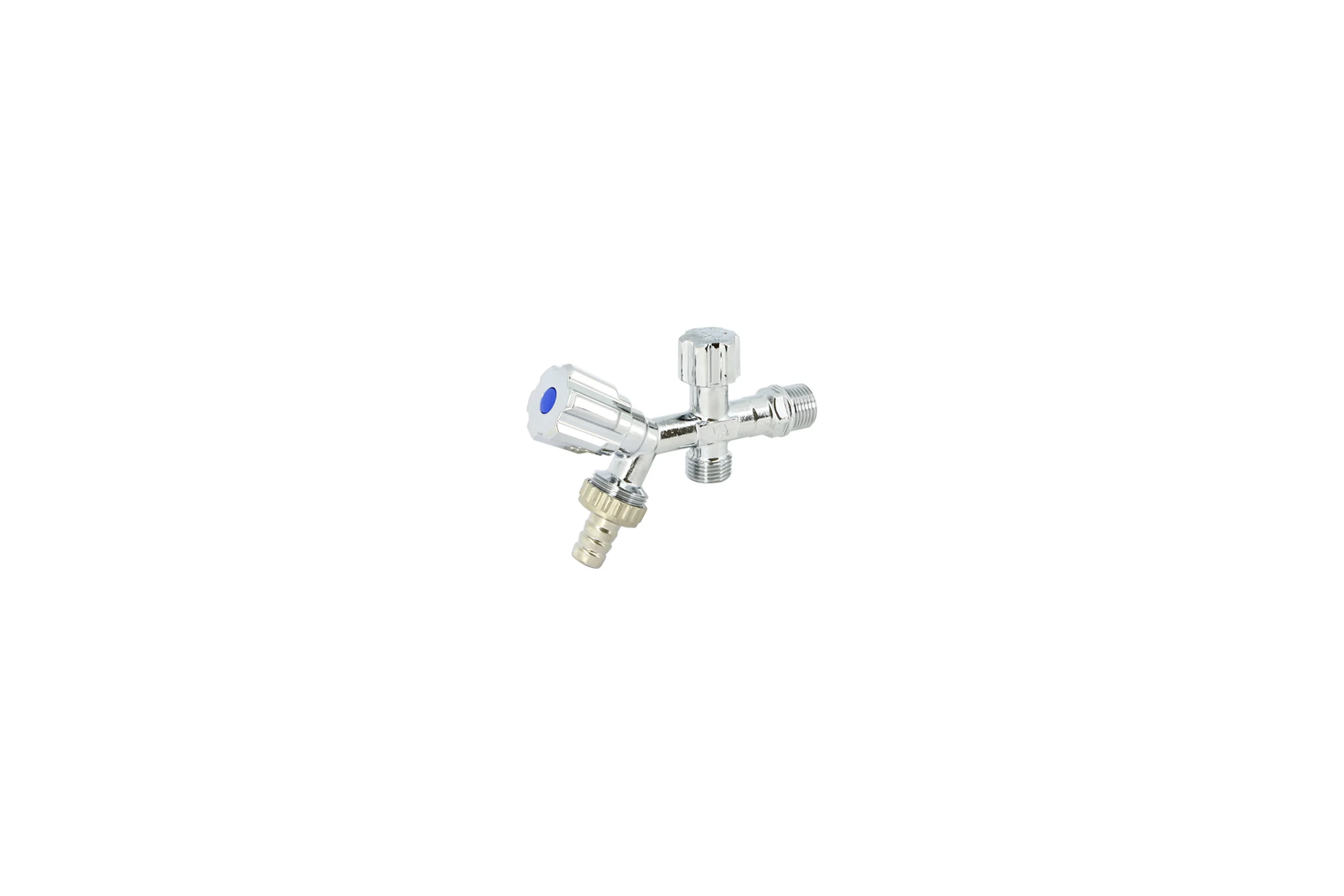 Двойной вентиль Uni-Fitt Н 1/2" х 1/2" х 3/4" для подключения бачков/смесителей, со штуцером, хром 188A2900
