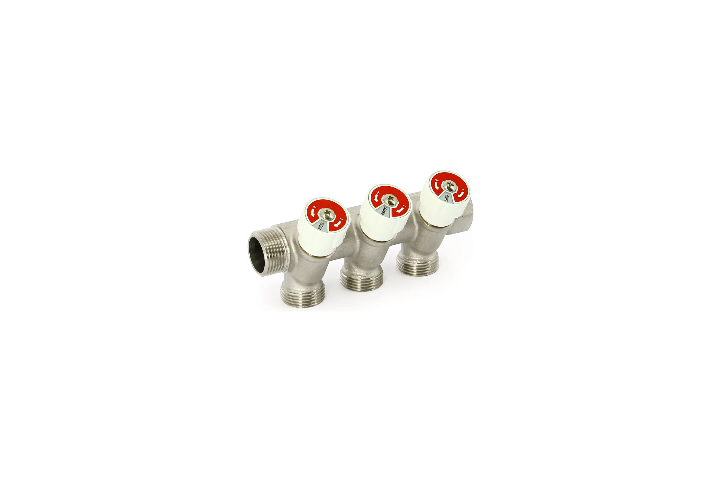 Коллектор Uni-Fitt НВ 1" 2х1/2" Н 40 мм никелированный с вентилями 404N4220