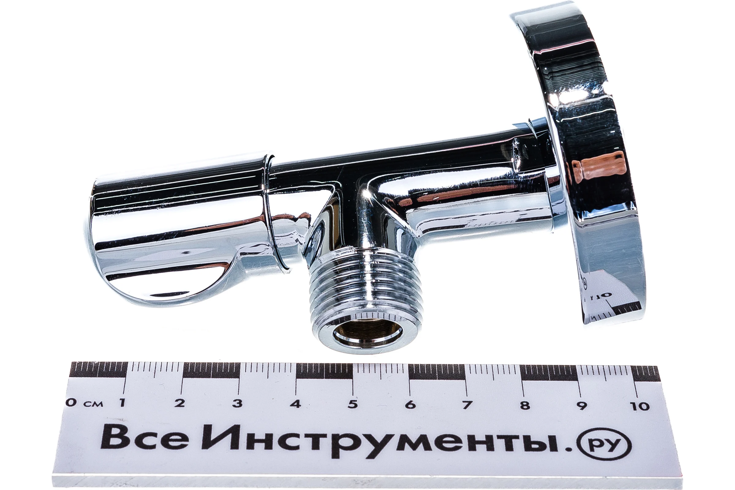 Вентиль Uni-Fitt НН 1/2" LUX, для подключения бачков/смесителей, хром, рукоятка металл 185L2000
