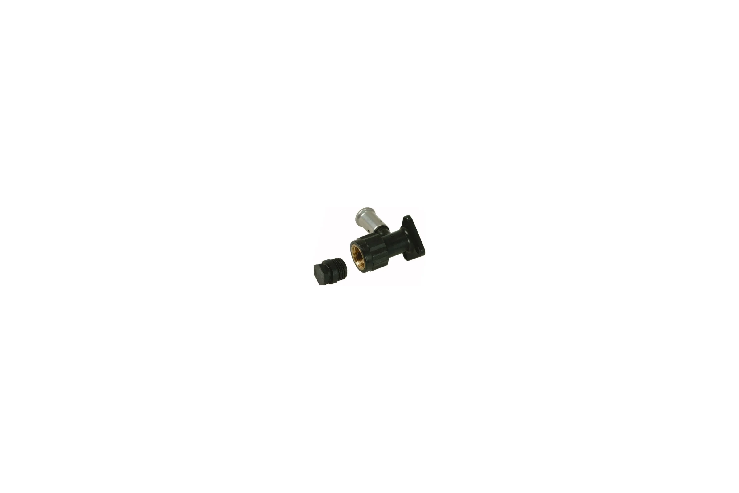 Водорозетка HENCO BP04 ВР, с черной заглушкой, ПВДФ пресс, 16x1/2", 56 мм 2PK-1604BP