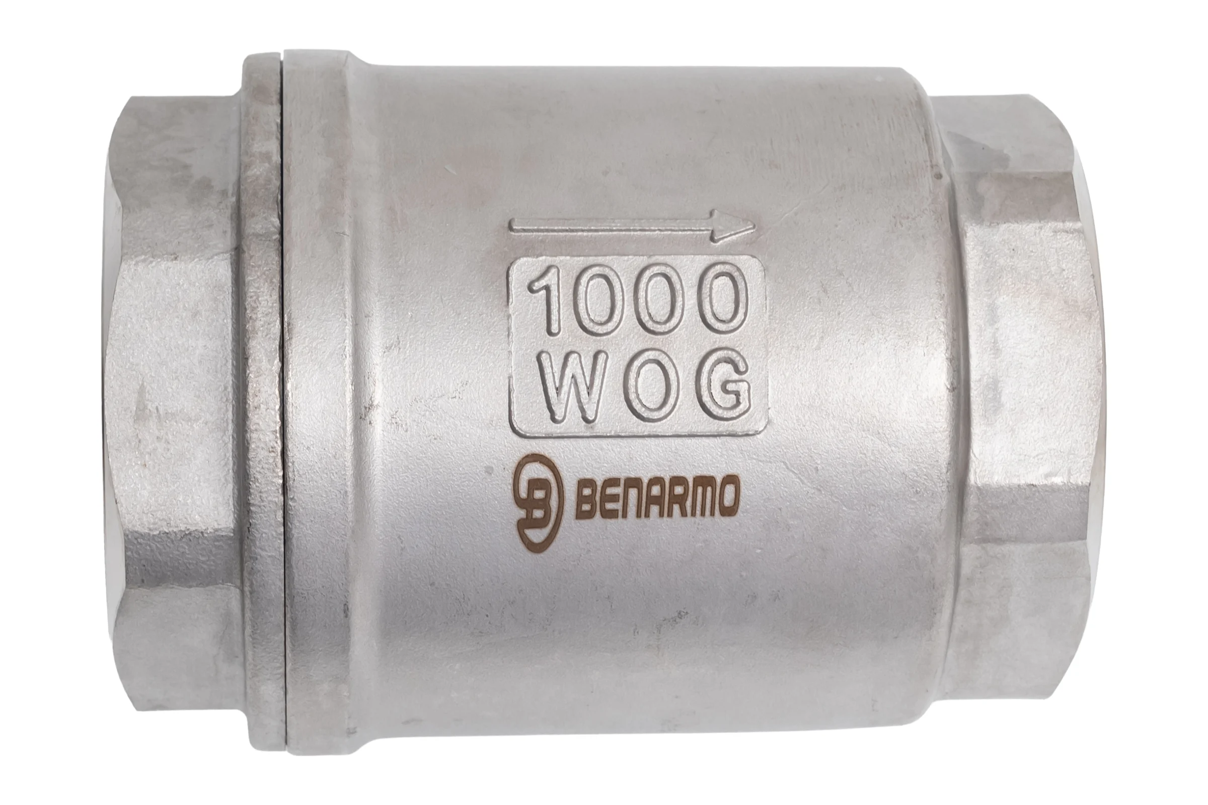 Клапан обратный Benarmo нержавеющая сталь, пружинный, Ду50, Ру40, м/м, диск - нержавеющая сталь 019-2770