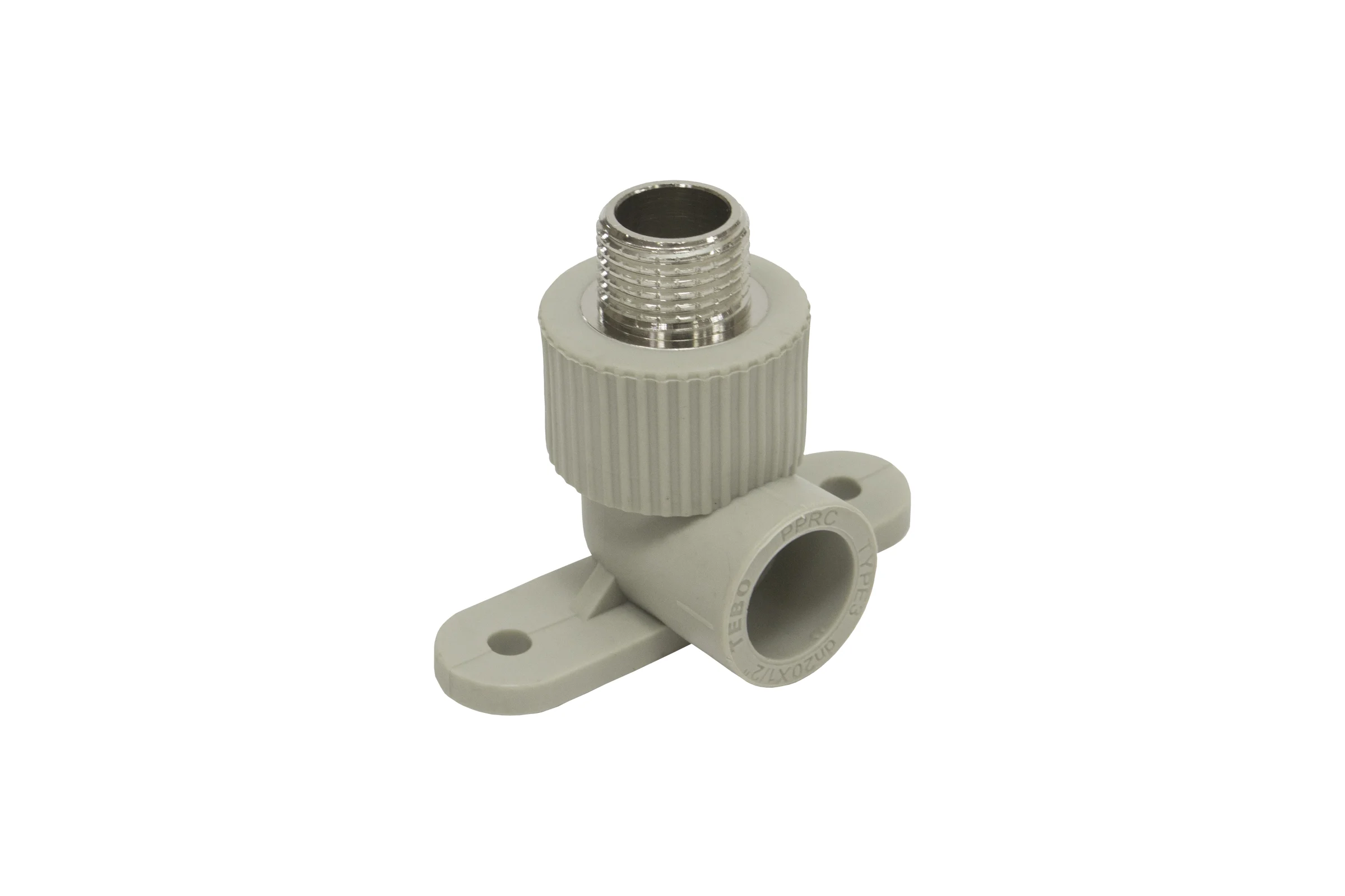 Угольник комбинированный TEBO PPR 20x1/2 НР с креплением серый 031033902