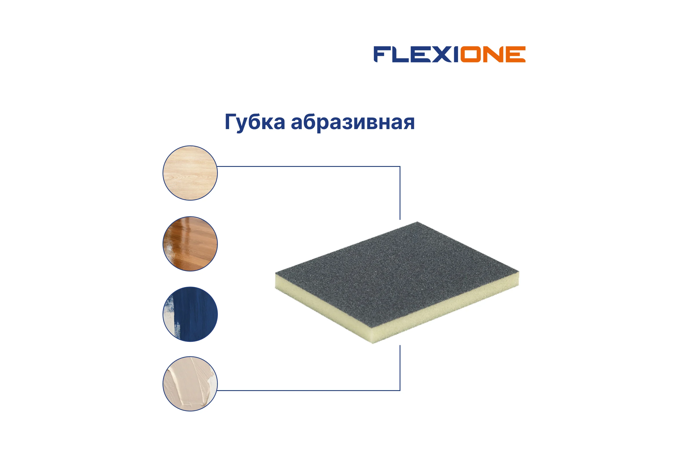 Губка абразивная двухсторонняя (123x98x12.5 мм; Р100) Flexione 90000054