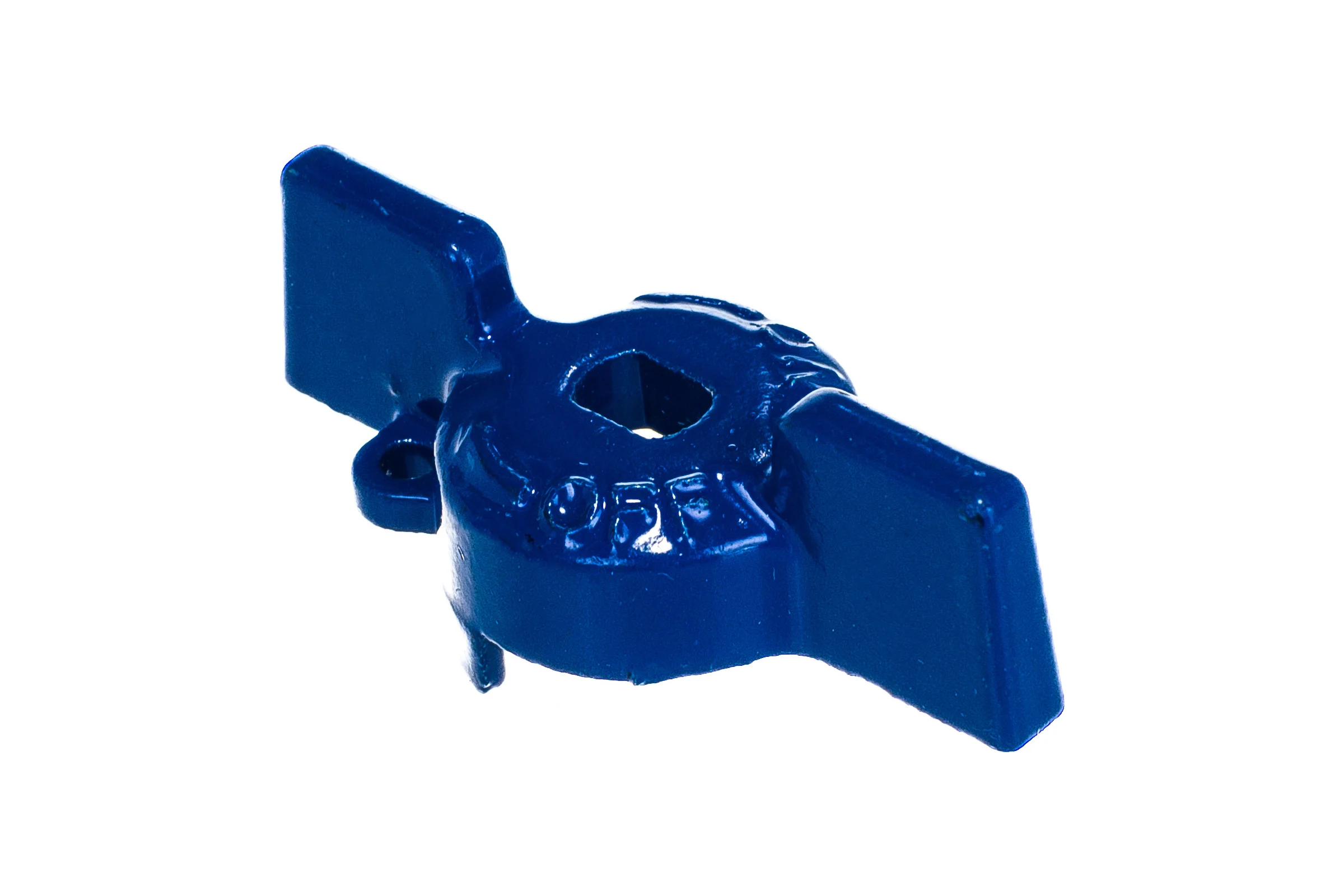 Ручка бабочка для крана Uni-Fitt  размером 1/2", синего цвета 129T2100