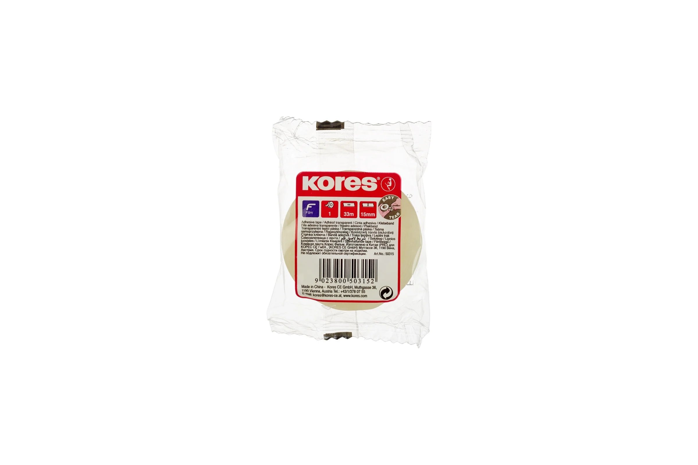 Канцелярская клейкая лента Kores 15 мм x 33 м 167749