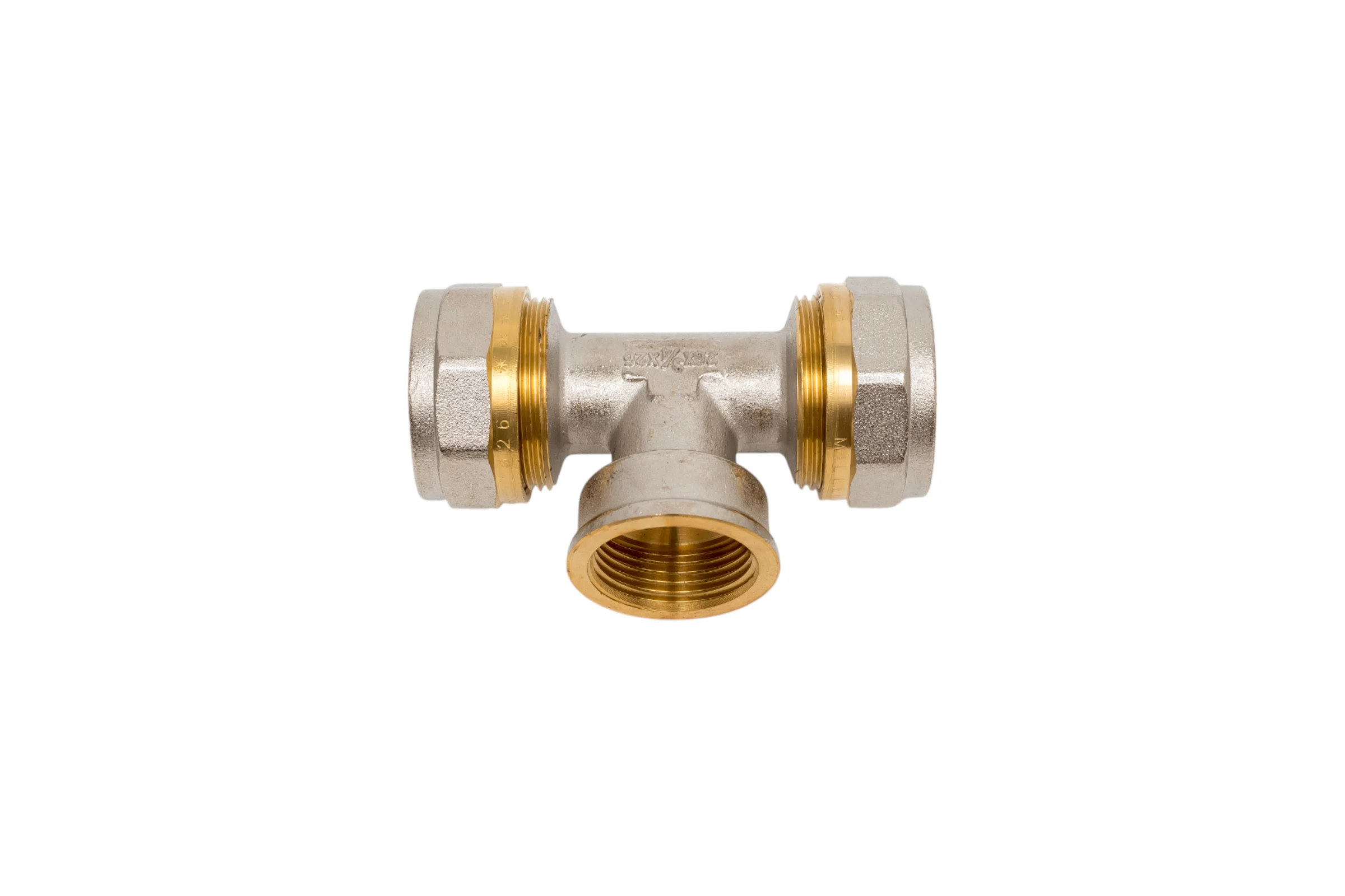 Тройник обжимной для металлопластиковых труб Millennium 26мм x 3/4" х 26мм с внутренней резьбой MTF3426