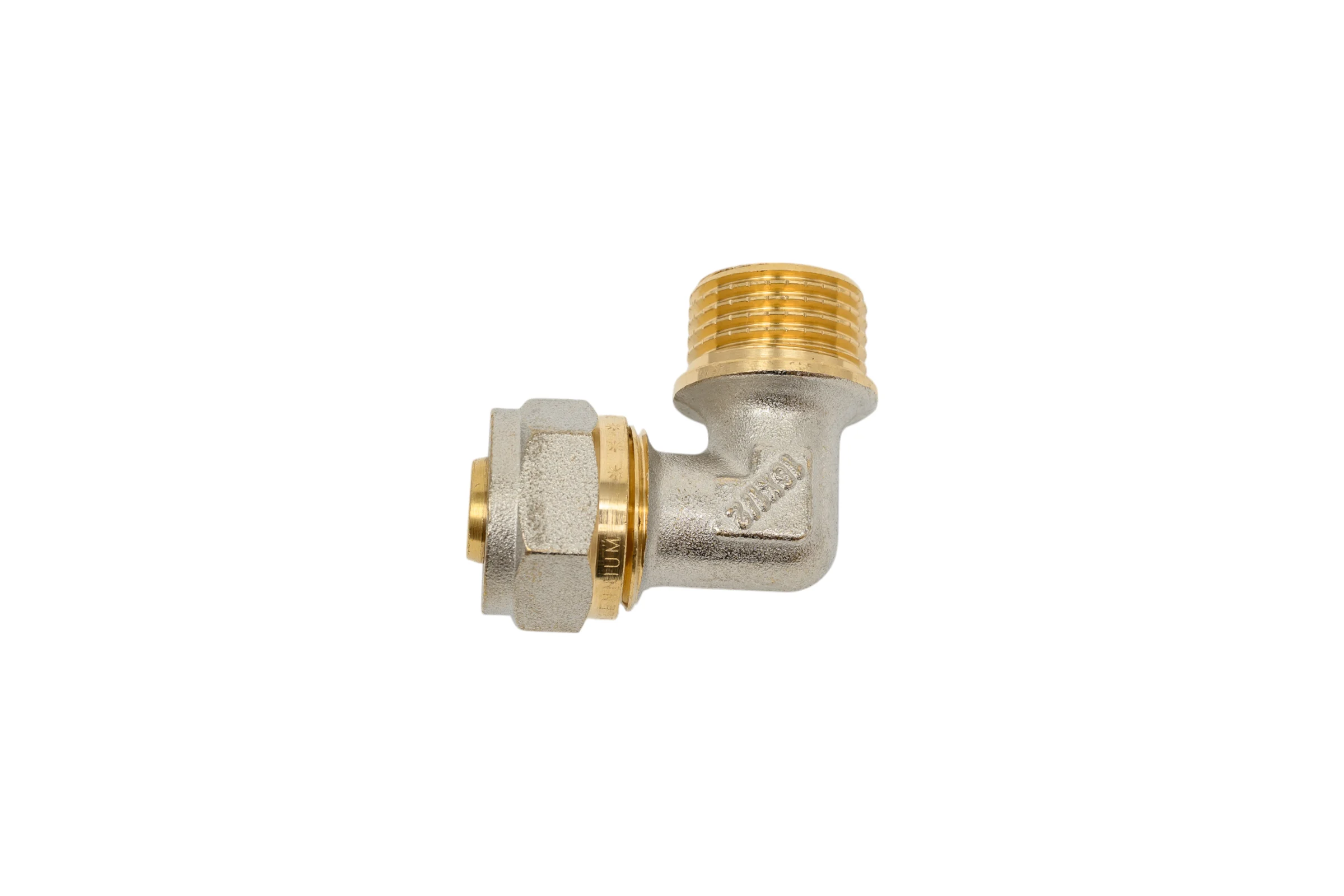 Угольник Millennium 90 обжимной для металлопластиковых труб 16x1/2" с наружной резьбой MUM1216