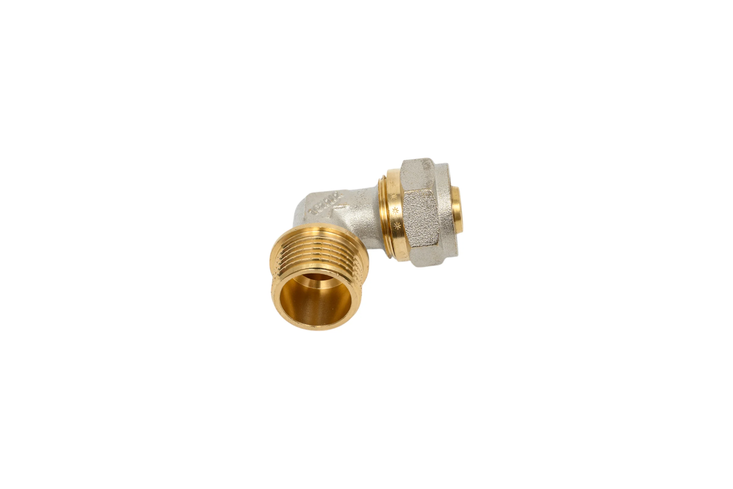 Угольник Millennium 90 обжимной для металлопластиковых труб 16x1/2" с наружной резьбой MUM1216