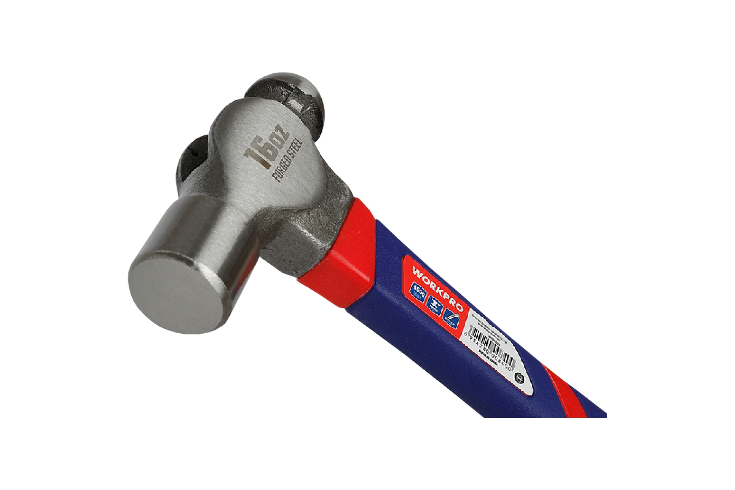 Молоток с круглым бойком с фибергласовой рукояткой WORKPRO 675гр WP241030