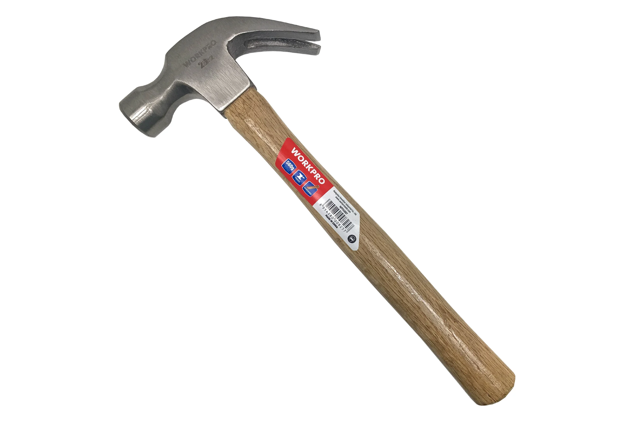 Молоток столярный с деревянной рукояткой WORKPRO 560 гр WP241007