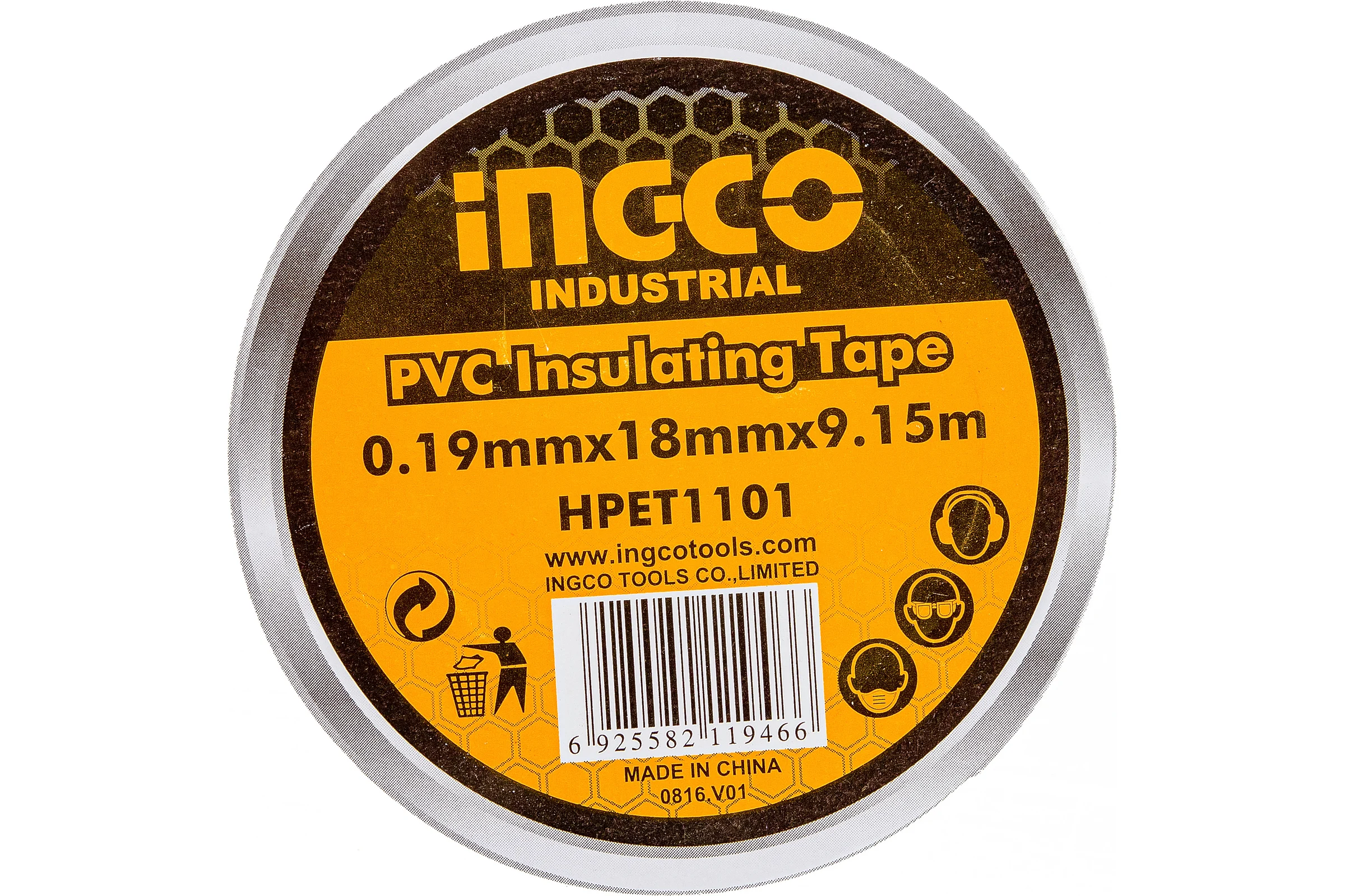 Изолента INGCO ПВХ 18мм х 9,15м HPET1101
