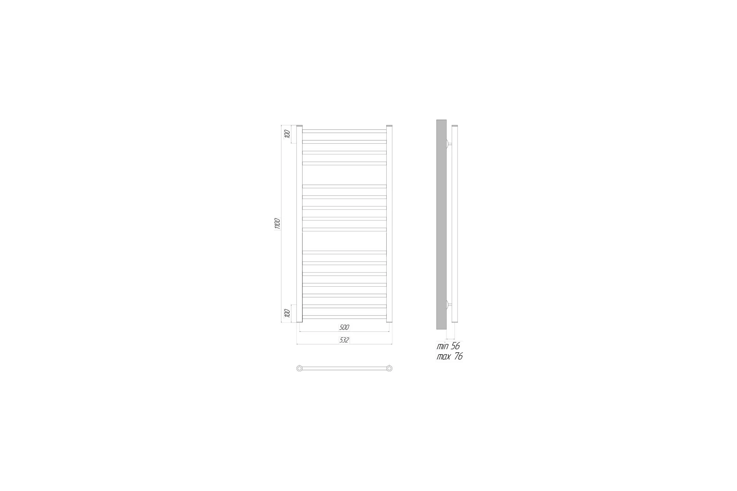 Водяной полотенцесушитель Lemark Ursus П16 500x1100, черный LM72116BL