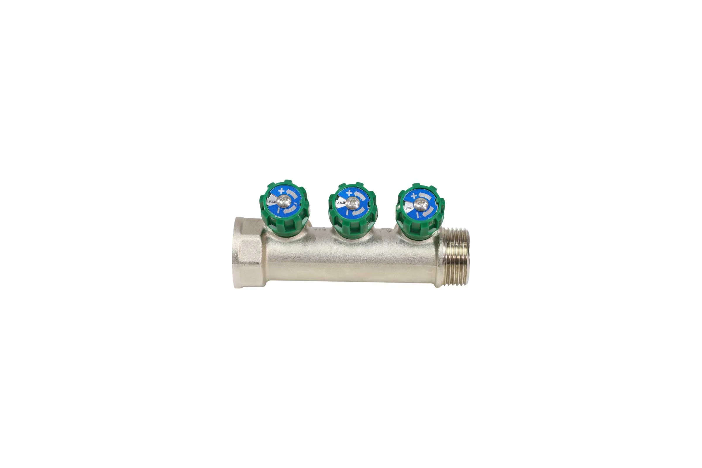 Коллектор с регулирующими клапанами SantechSystems 1", 3в 3/4" ЕК н/р, межосевое расстояние между выходами 36мм 129-9352