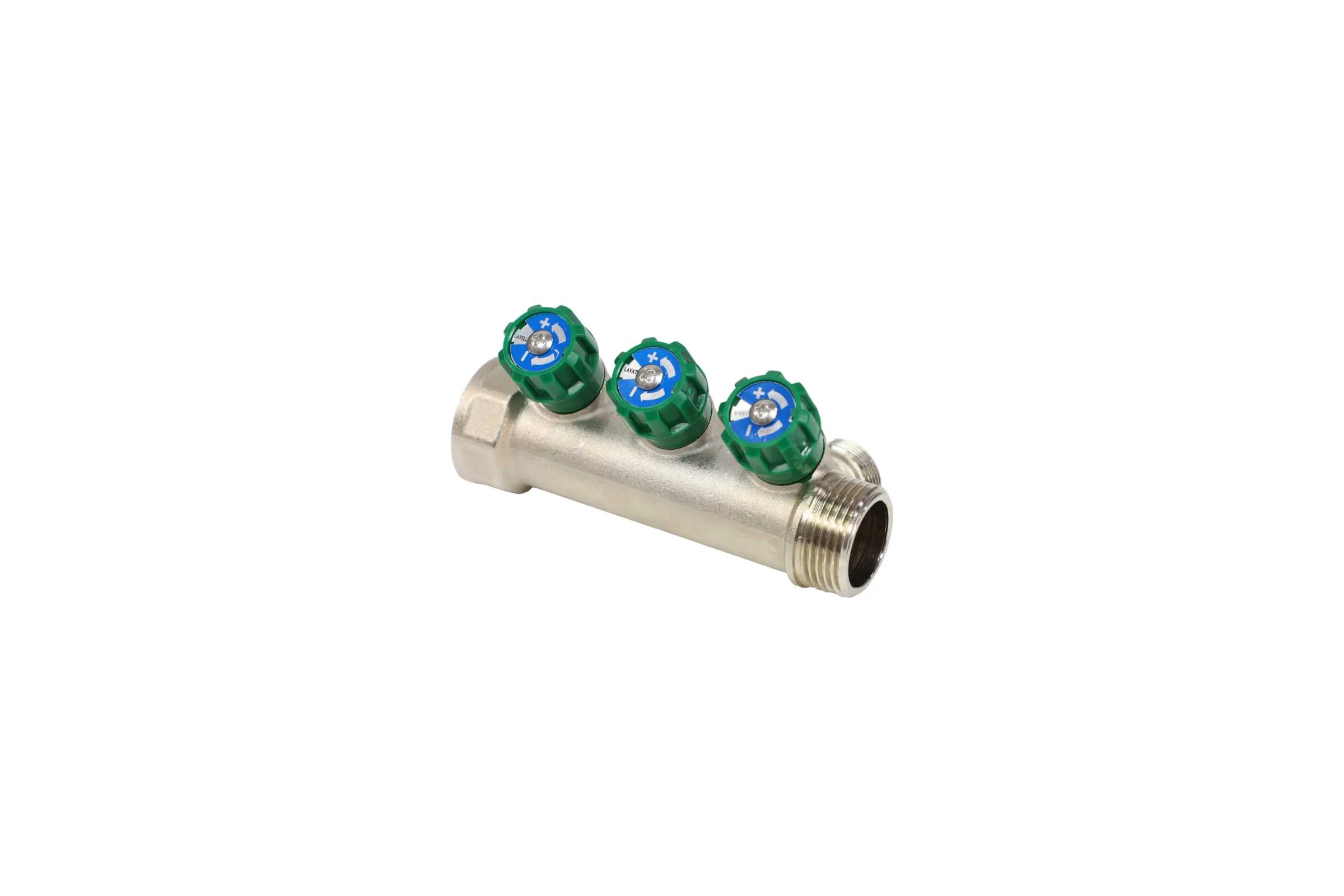 Коллектор с регулирующими клапанами SantechSystems 1", 3в 3/4" ЕК н/р, межосевое расстояние между выходами 36мм 129-9352