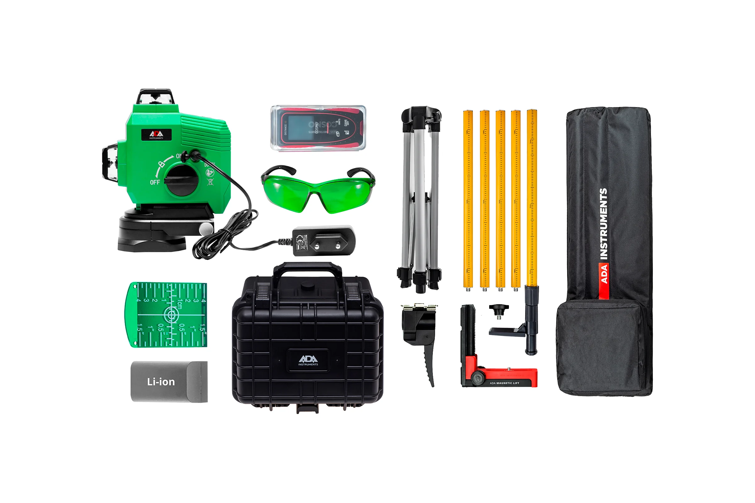 Лазерный уровень ADA TopLiner 3-360 GREEN EXPERT EDITION ( TopLiner 3-360 GREEN + Silver PLUS + Tripod + COSMO 50) А00750